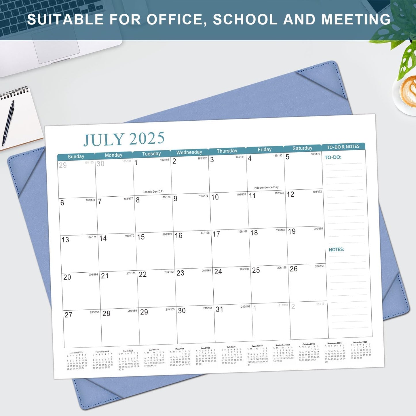KOPEESY Desk Calendar 2025-2026, Academic Year Large Desk Calendar with Desktop Mat, 18 Months from July 2025 - December 2026, 22” x 17” Desktop Monthly Planner for Home or Office School