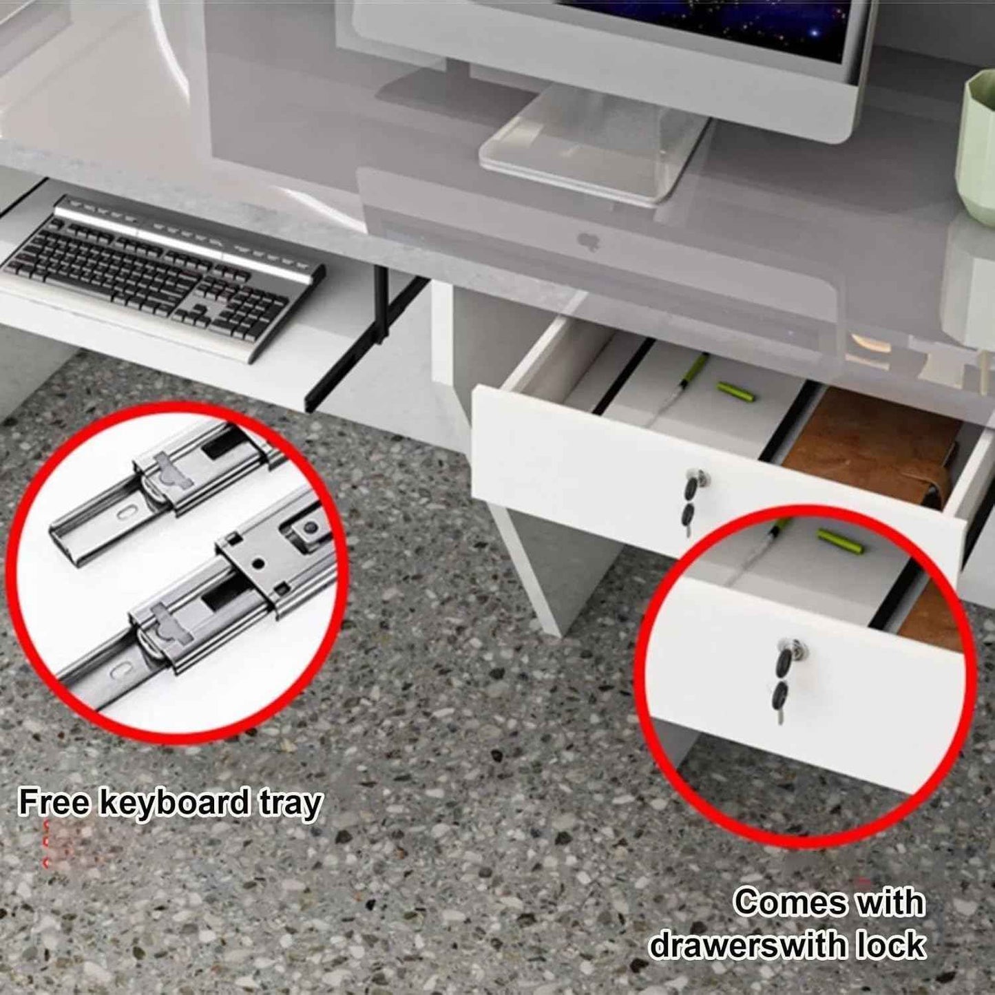 Front Desk Reception Counter, Front Counter Desk with Lockable Drawer, Reception Counter, Modern Retail Counter for Checkout Office/Beauty Salon/Lobby C-right(White+natural-R,Medium)