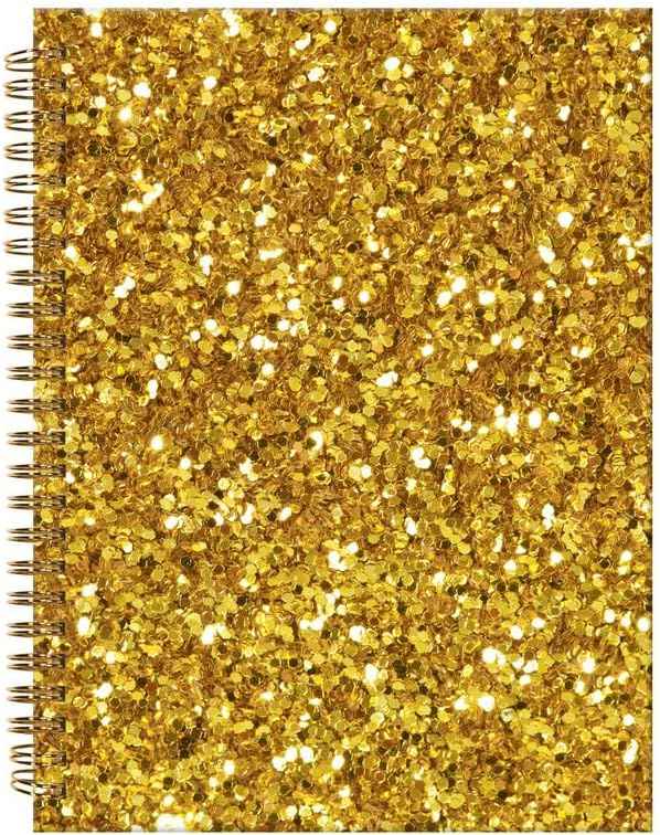 Spiral Journal Notebook,A5 Hardcover Lined Journals for Women Girl 6 x 8.3 in,120 Pages Thick Paper,Cute College Ruled Writing Notebook for Gifts Office Work School(Shiny Gold Glitter)