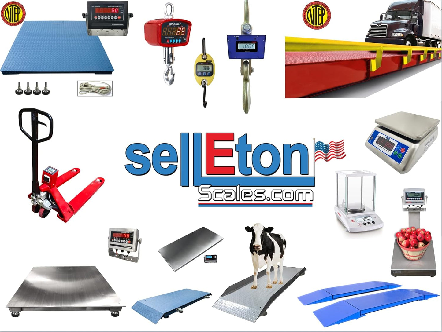 SellEton Non-NTEP Floor Scales, Accurate Pallet Scales with Smart Digital Indicator for Warehouse Shipping and Heavy Duty Industrial Weighing (48" x 96", 10.000 lb x 1 lb)
