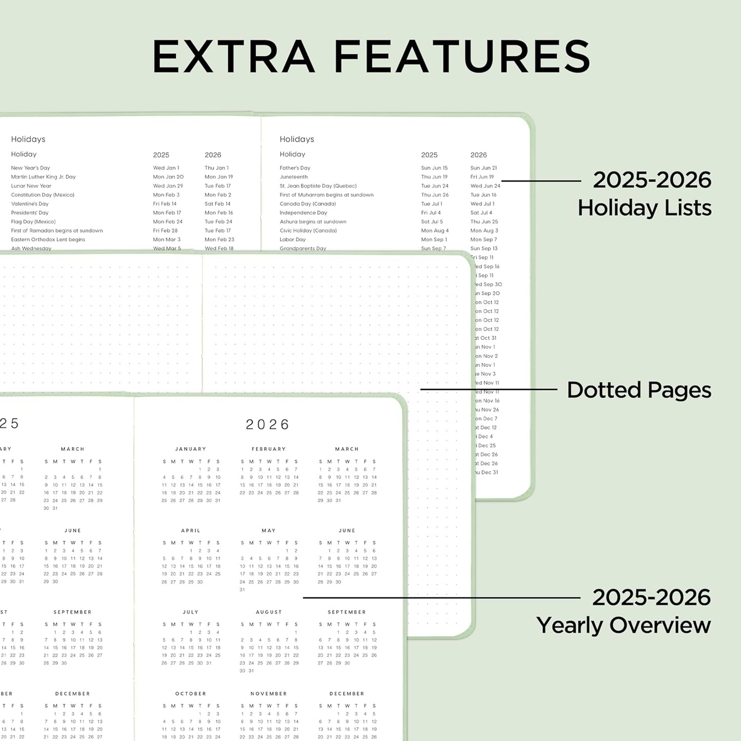 And Per Se Undated Academic Planner, A5 Weekly Calendar Planner, 72 Weeks Hardcover to Track Goals, Teacher Student Planning Book with Monthly Tab Stickers & Back Pocket (Light Green)