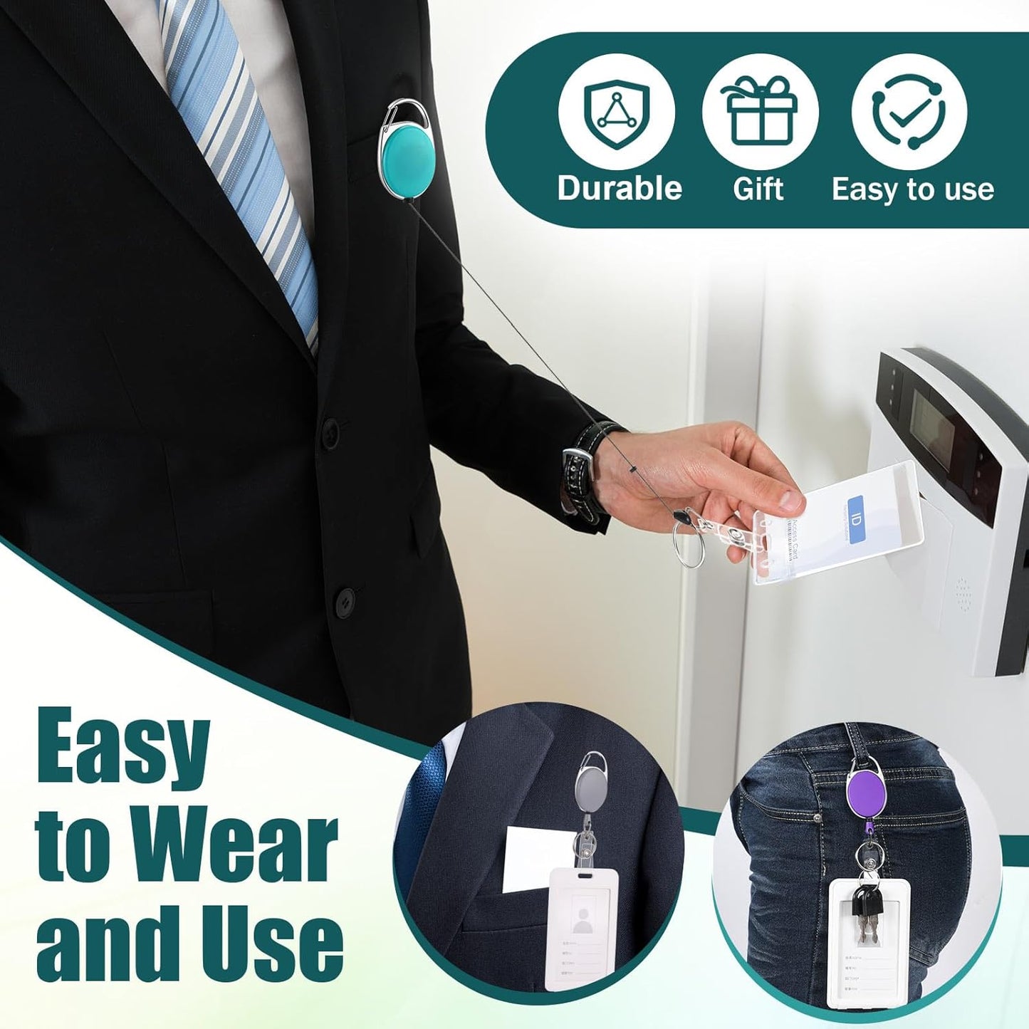 Laumoi 80 Packs Retractable ID Badge Holder Name ID Badge Reel Clips Keychain with Belt Clip and Key Ring for Office Worker Doctor Nurse Employee (Fresh Color)