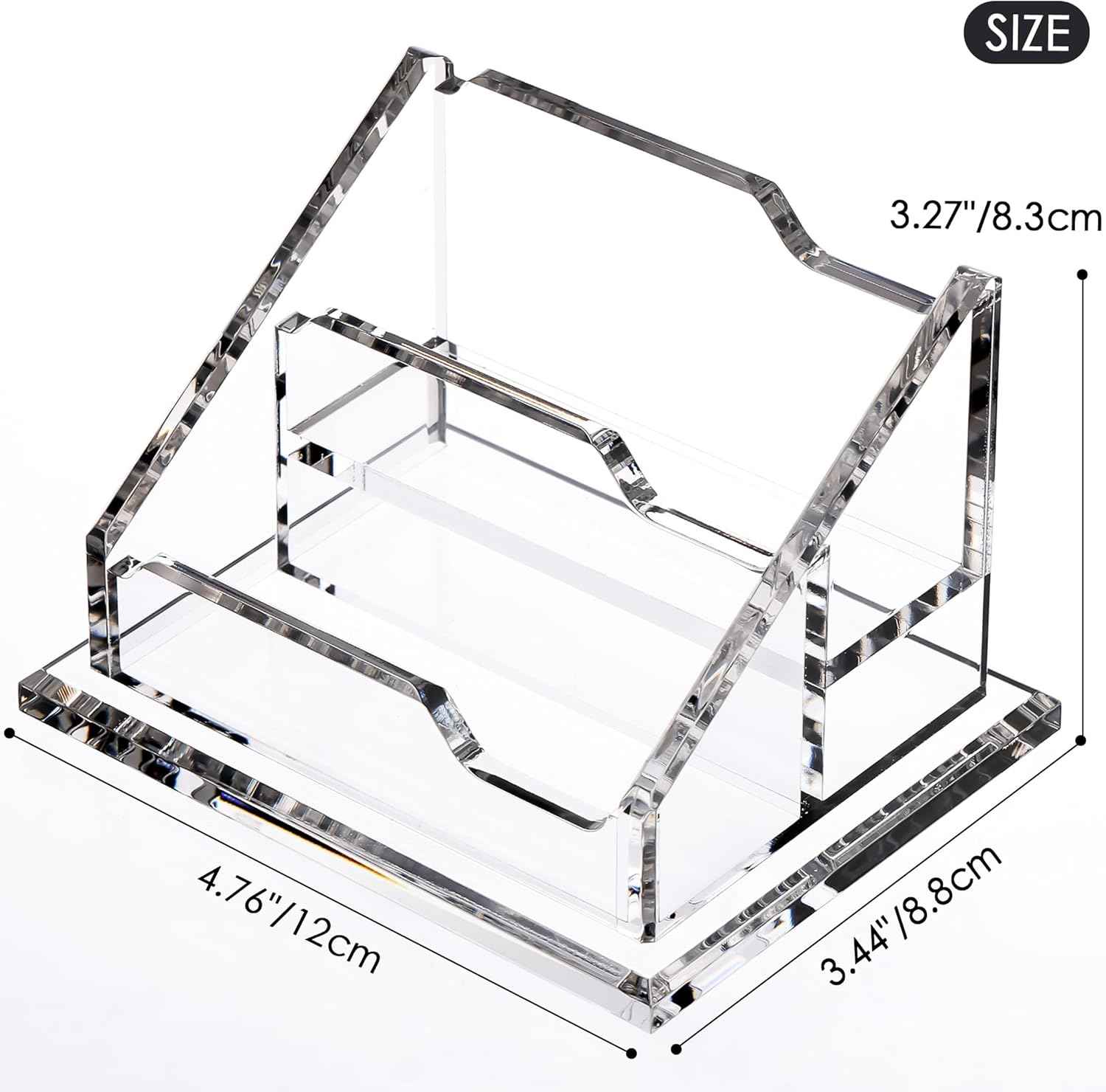 SANRUI Business Card Holder for Desk, Clear Acrylic Business Cards Holder, Business Card Holder Case, Business Card Display Stand, Multiple Business Card Holder for Table-2 Slots 2 Tiers