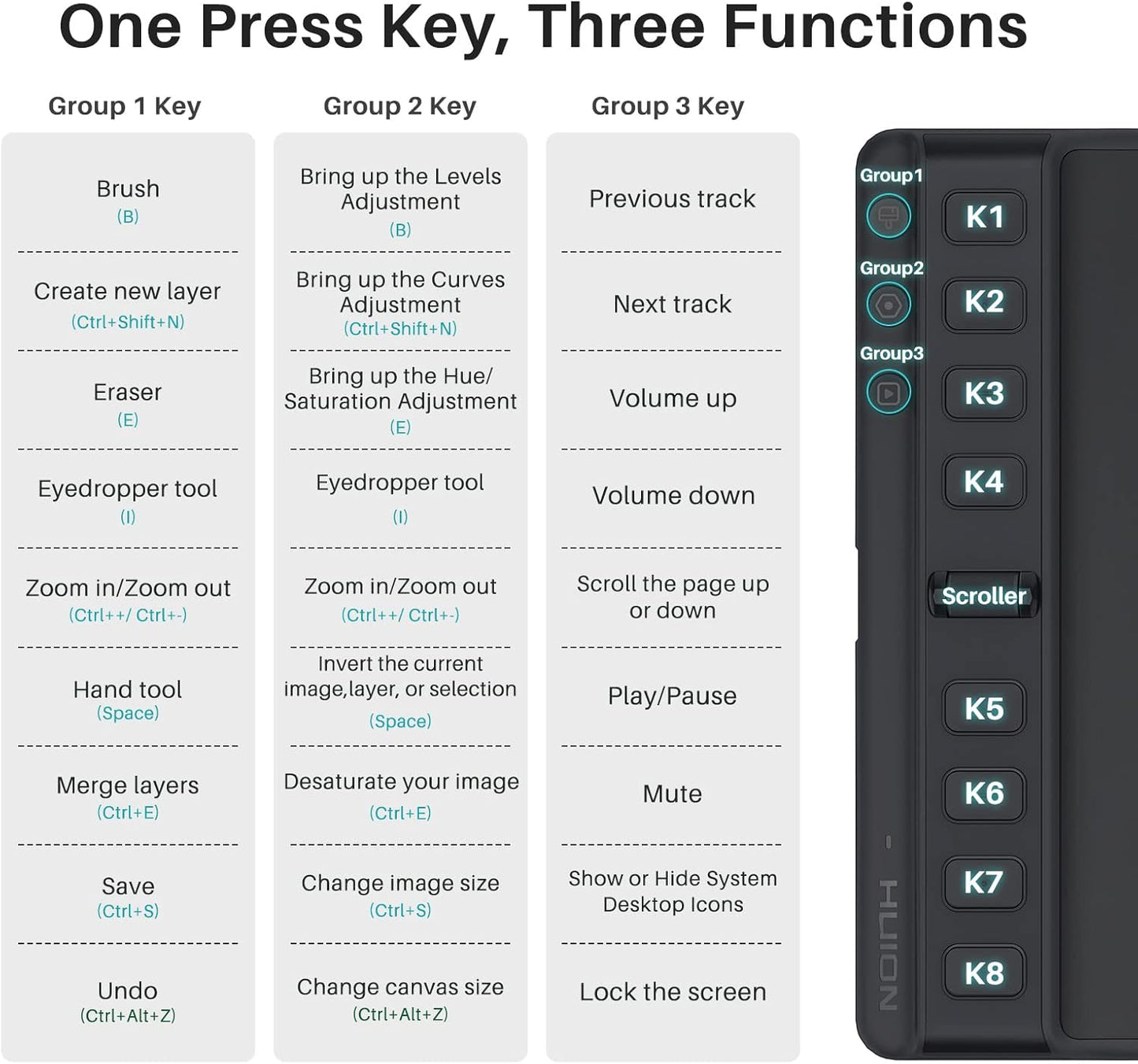 HUION Inspiroy 2 Medium Drawing Tablet with Scroll Wheel 8 Customized Keys Battery-Free Stylus 60° Tilt Support for Digital Art, Design, Sketch, 9x5inch Graphics Tablet, Black