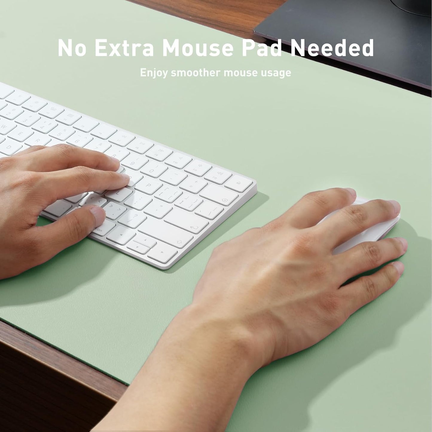 Aothia Large PU Leather Desk Pad Protector - Non-Slip Mouse Pad & Writing Mat for Office/Home, Waterproof, Easy to Clean (48" x 17",Aqua)