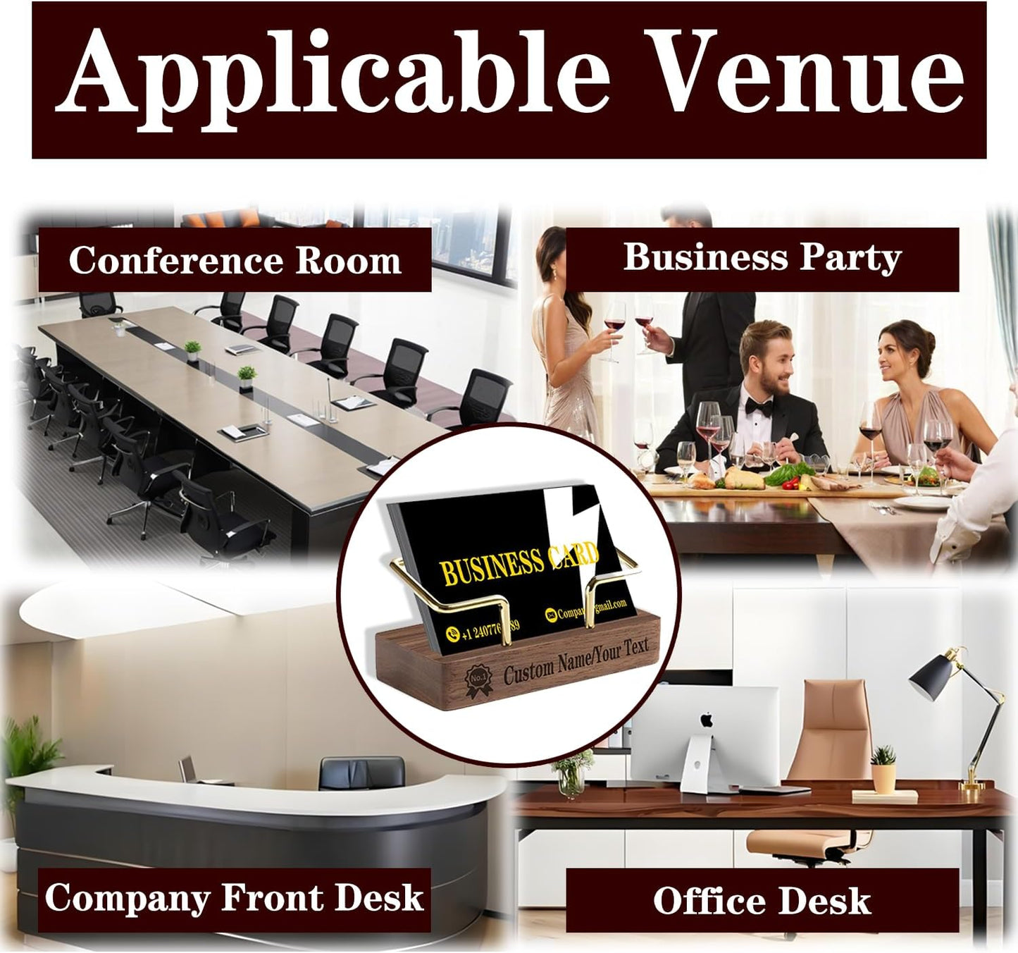 Personalized Business Card Holder Desk Custom Engraved Wooden Business Card Case Holder Personalized Wooden Business Name Card Display Stand Postcard Holder for Office Desktop Business Card Stand