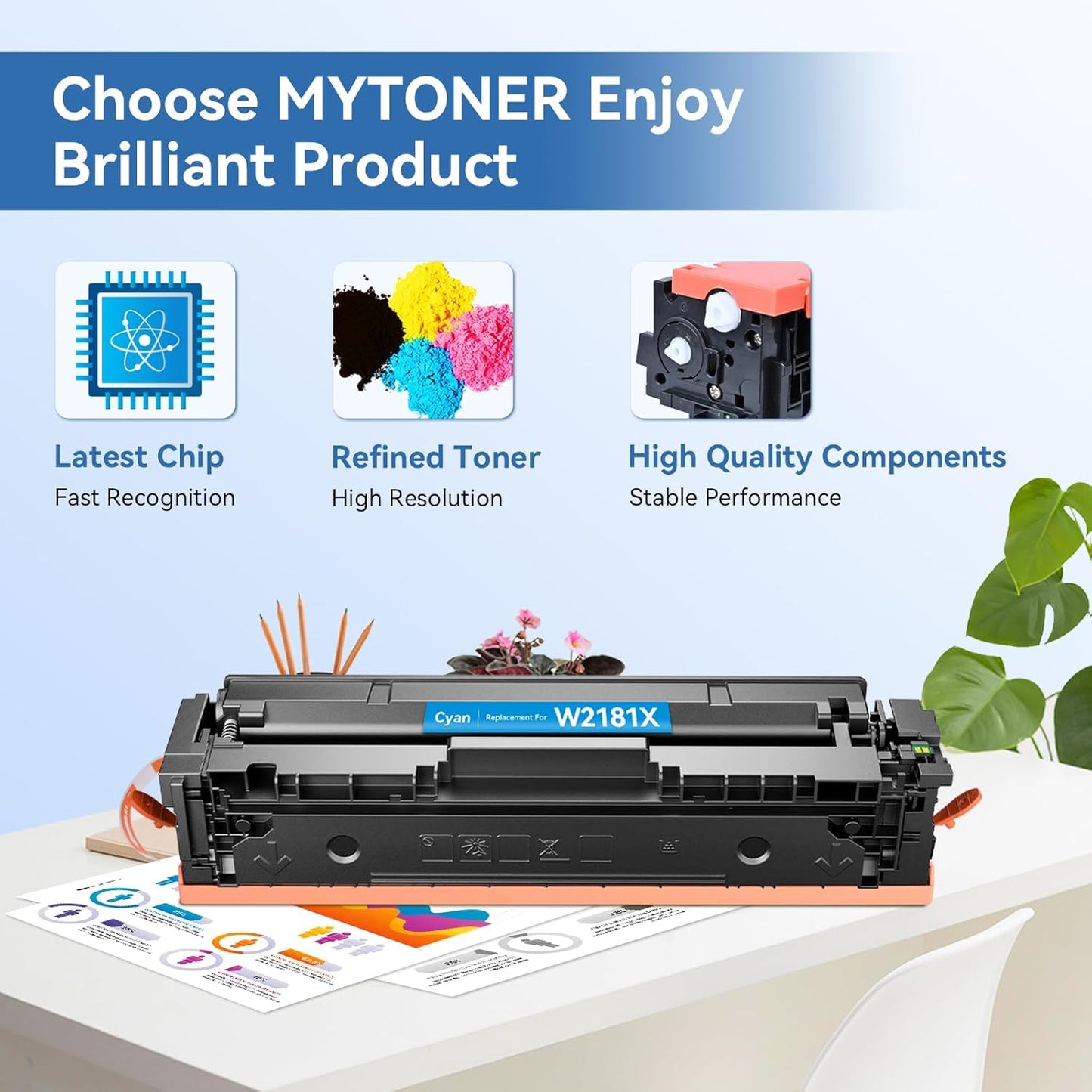 MYTONER 218X Toner Cartridges 4 Pack 3301fdw [with Chip] Compatible Replacement for HP 218X W2180X 218 218A W2180A for Color Laserjet MFP 3301fdw 3301cdw Pro 3201dw 3301sdw Printer High Yield, B/C/M/Y