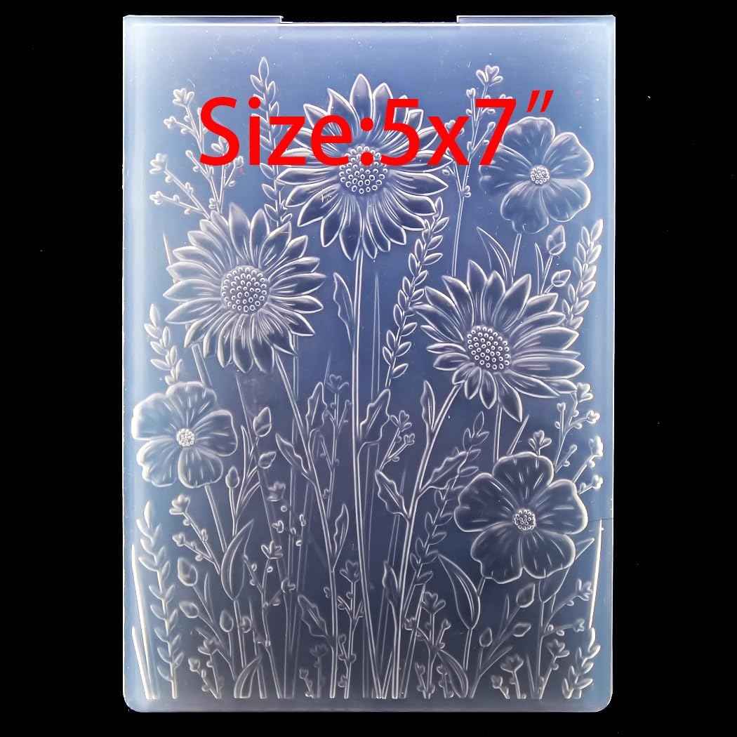 KWELLAM 3D Daisy Flowers Leaves Background Plastic Embossing Folders for Card Making Scrapbooking and Other Paper Crafts 4030105