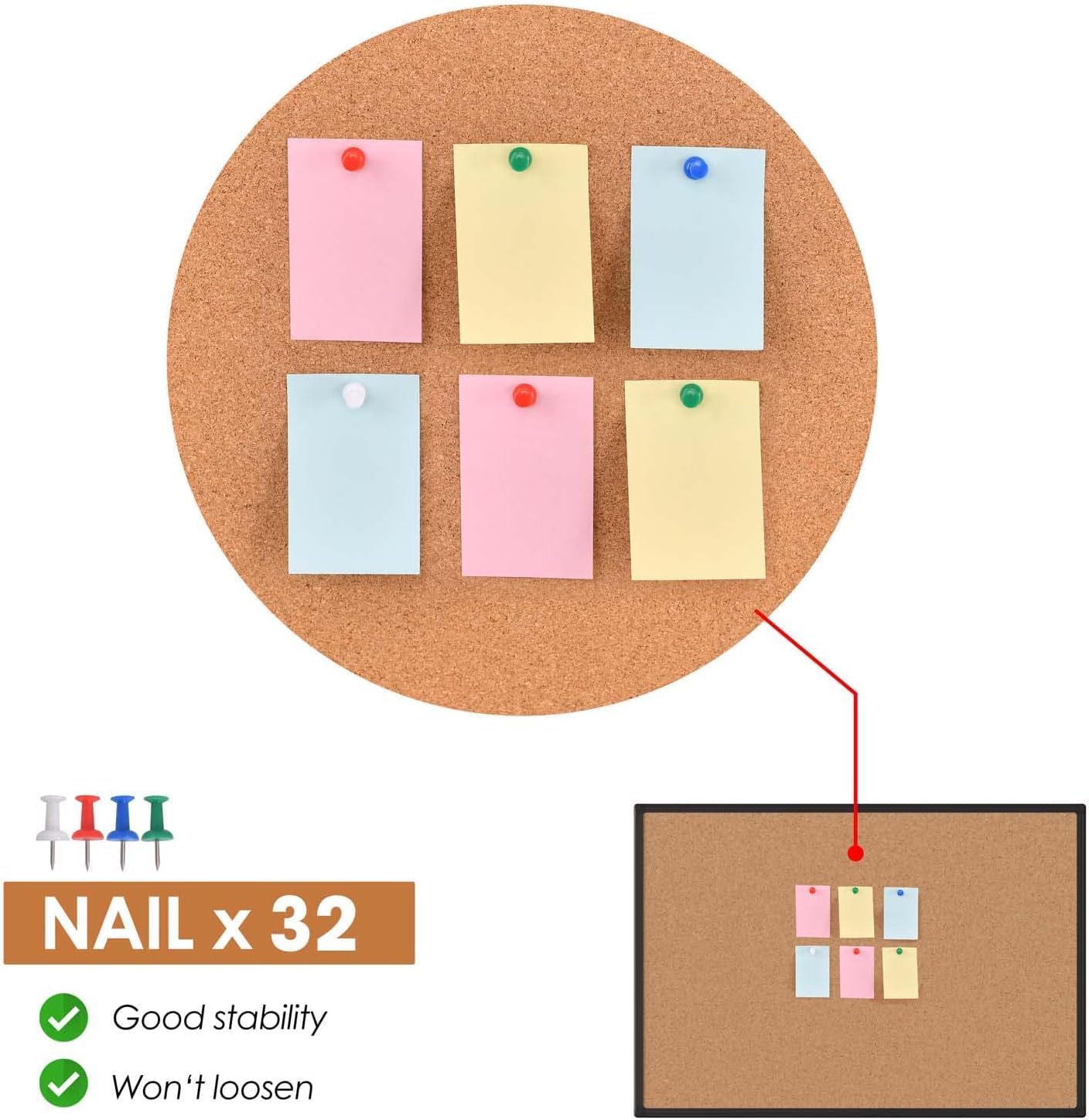 Board2by 2-Pack Cork Board Bulletin Board 24 x 36, Black Aluminium Framed 2 x 3 Corkboard, Office Board for Wall Cork, Large Wall Mounted Notice Pin Board with 32 Push Pins for School, Home & Office - Lumora Desk