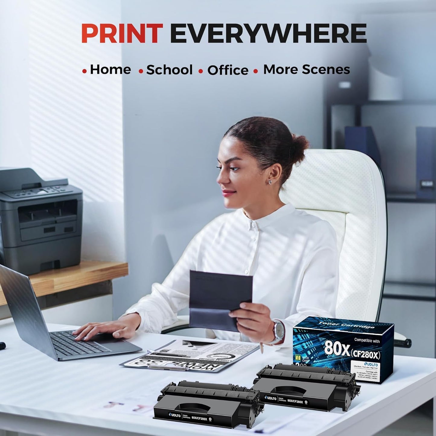 CF280X 80X Toner Cartridge Black High Yield Replacement for HP 80X CF280X 80A CF280A Compatible with HP LaserJet Pro 400 M401a M401d M401n M401dn M401dne M401dw MFP M425dn M425dw Printer Ink (2-Pack)