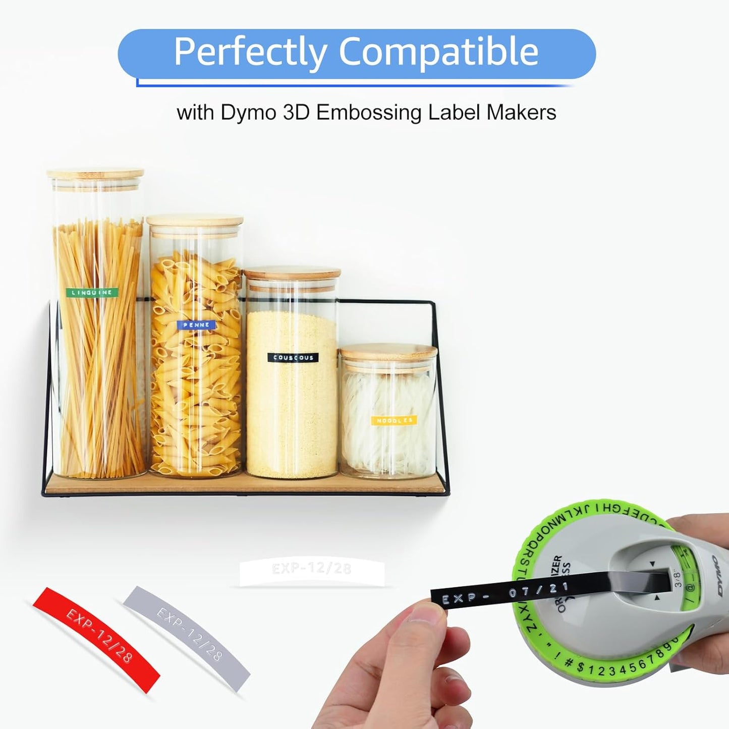 5PK 1/2 Embossing Label Tape Compatible for DYMO 521206 White on Blue 3D Plastic Labels Used in Organizer Xpress Pro 1575 1595, Office Mate II 1540 154000, MoTEX E101 E404 Label Makers