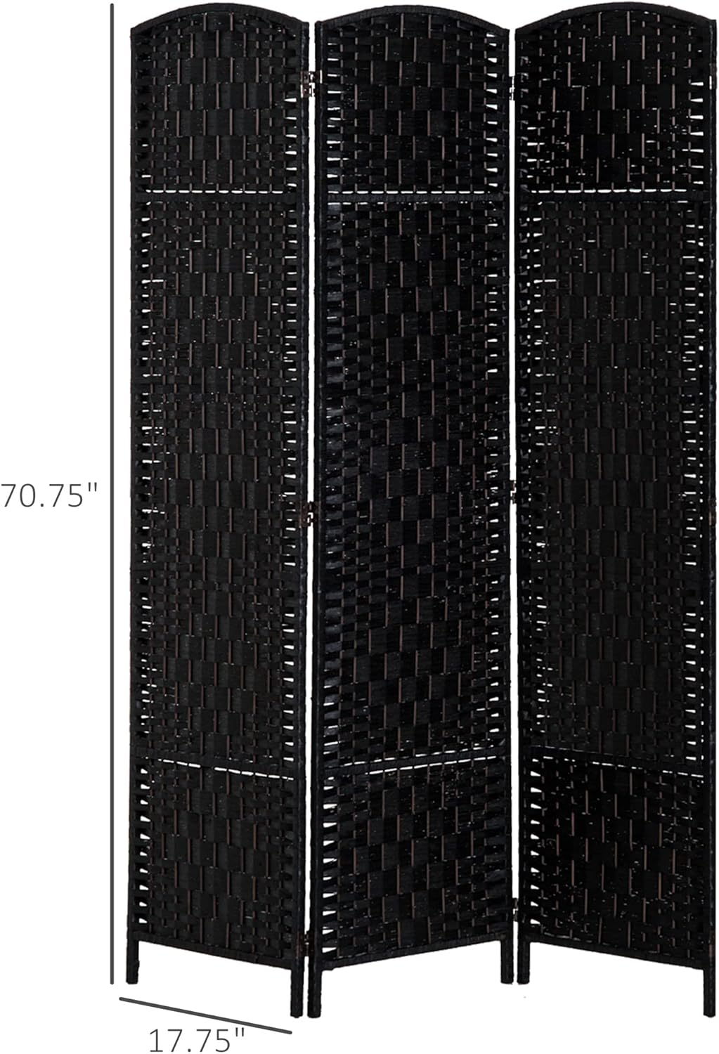 NicBex Room Divider 3 Panel Room Dividers with Wicker Weave Design Partition Room Dividers and Folding Privacy Screens 6 FT Wall Divider for Office, Room Separation,53.25"W x 0.75"D x 70.75"H, Black - Lumora Desk