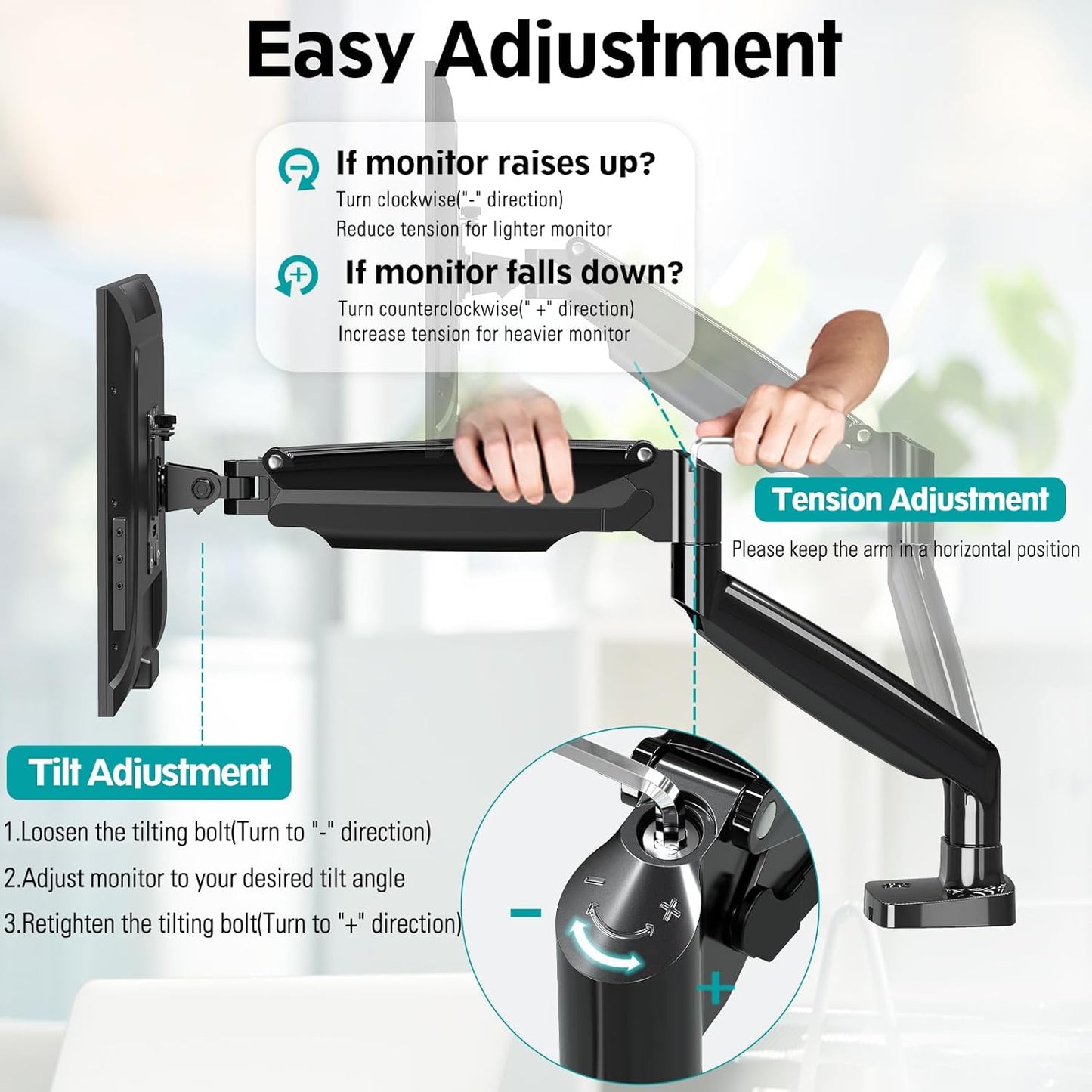 MOUNT PRO Dual Monitor Desk Mount fits 22” to 35” Ultrawide Computer Screen, Holds up to 26.4lbs Each, Fully Adjustable Long Monitor Arm for Two Monitors, Gas Spring Monitor Stand, 100x100 VESA Mount