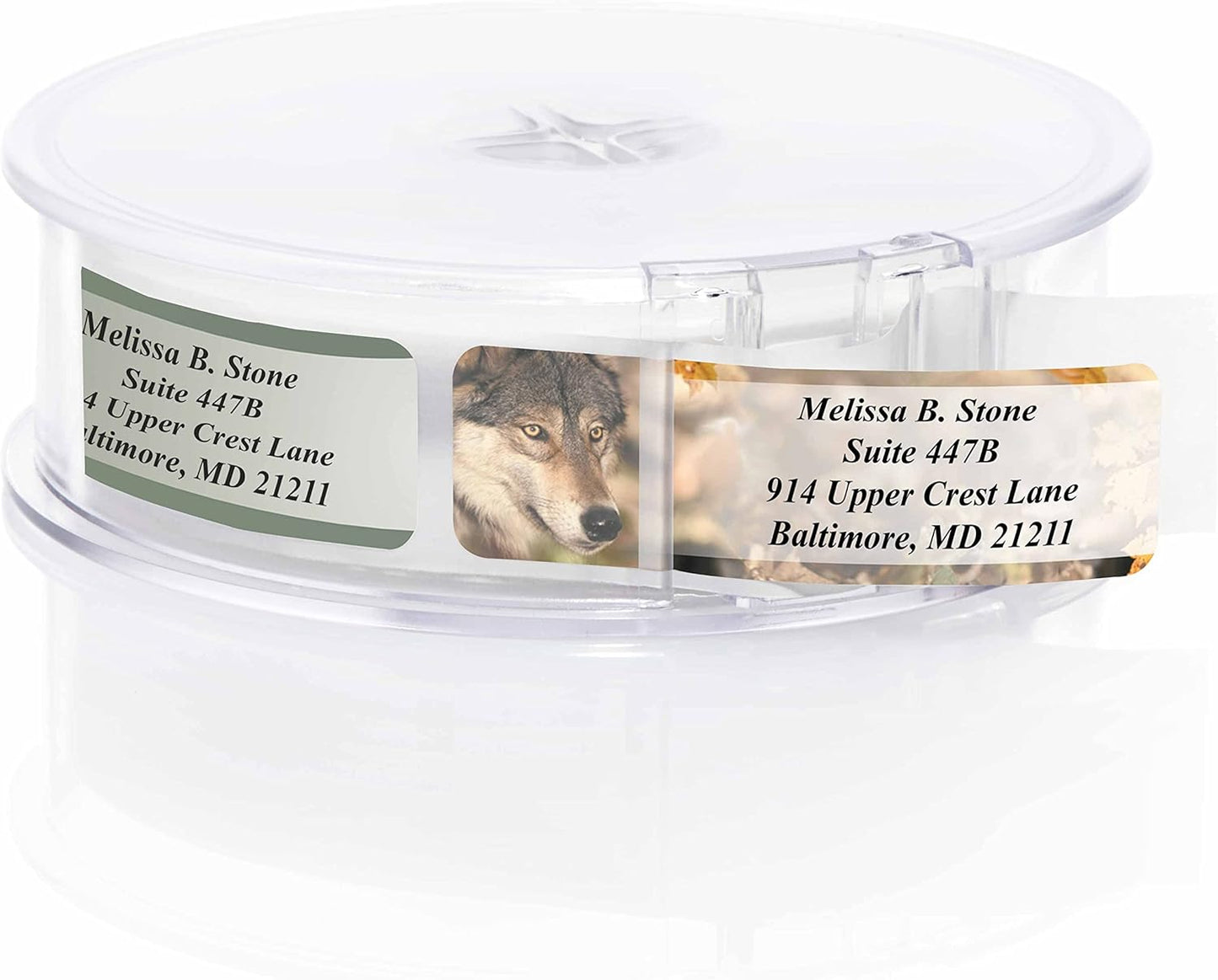 Nature's Wildlife Assorted Designer Rolled Address Labels with Elegant Plastic Dispenser - Lumora Desk
