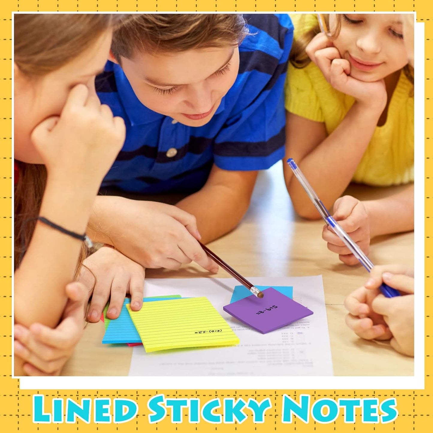 Yexiya 64 Pcs Lined Sticky Notes Self Stick Notes with Lines Bright Assorted Colors Sticky Pad for Home Office Products Post Memos, 1920 Sheets(4 x 6 Inch, 3 x 3 Inch,Stylish Color)