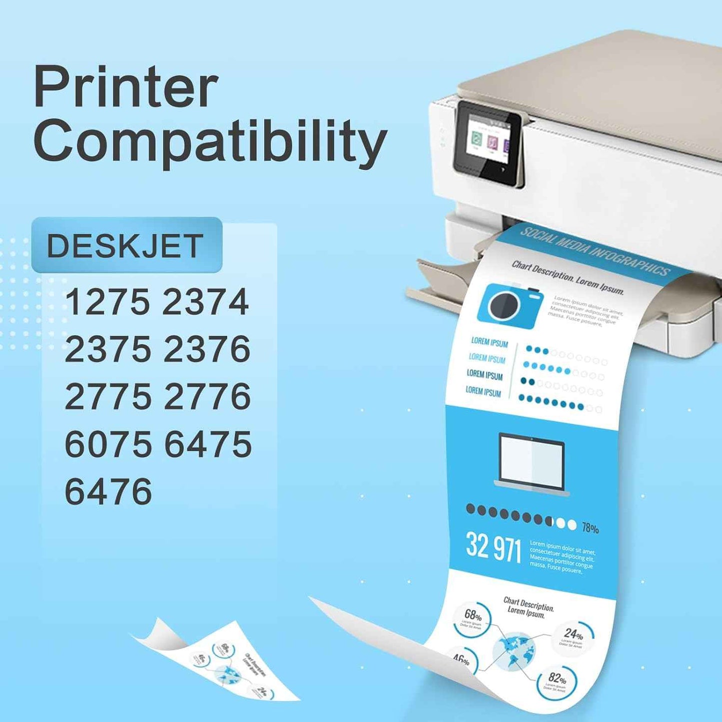 667XL 667 Ink Cartridges Black and Color Compatible for HP 667 Ink Cartridges Works with DeskJet 1275 2374 2375 2376 2775 2776 6075 6475 6476 Printer (1Black, 1Color) 2-Pack
