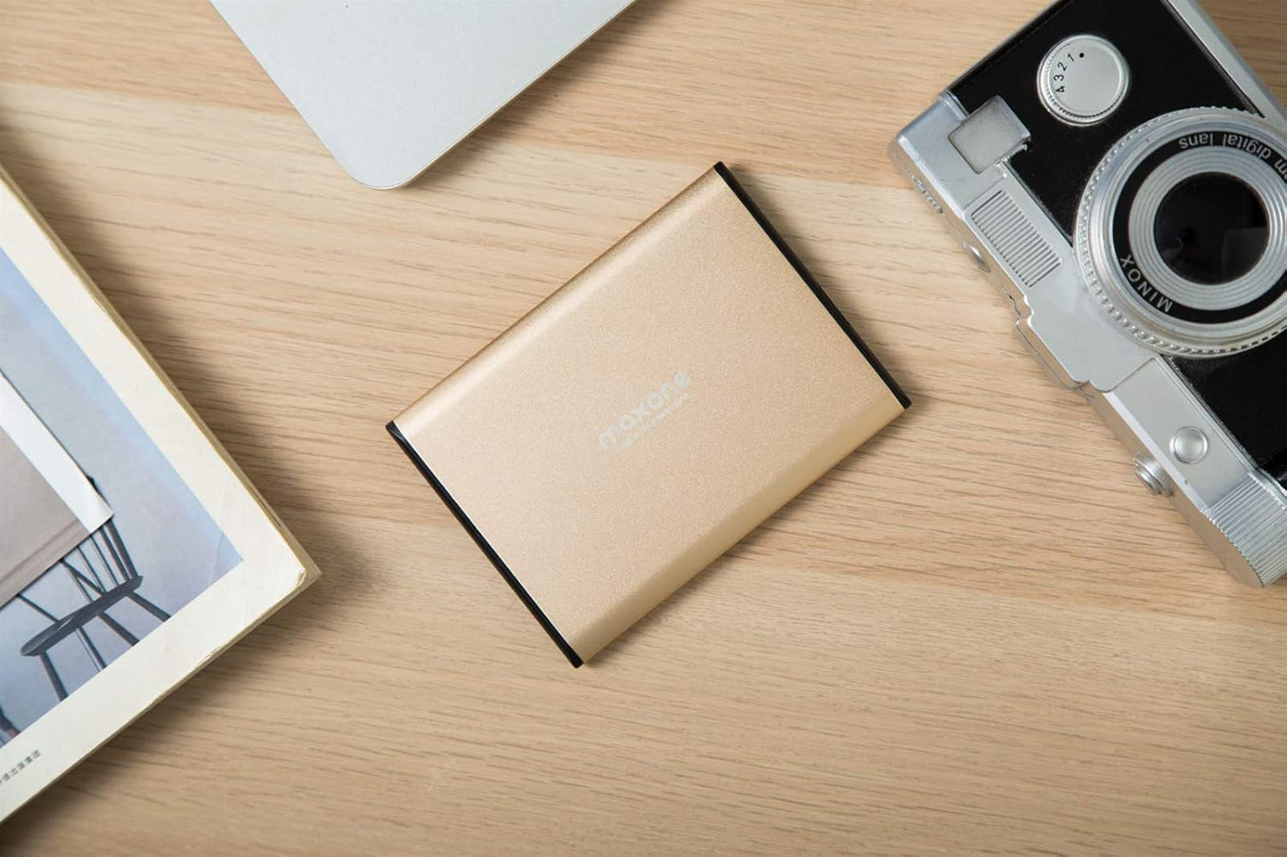 Maxone 1TB Ultra Slim Portable External Hard Drive HDD USB 3.0 Compatible with PC, Laptop, Gold