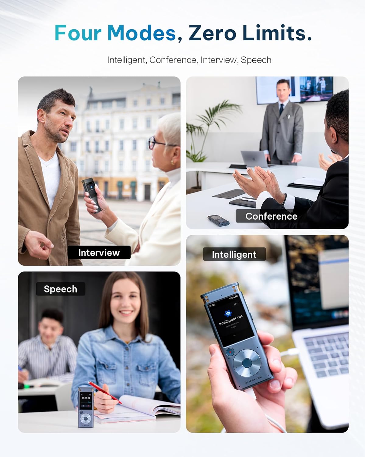 iFLYTEK Offline Voice Recorder with Playback, Secure Digital Recorder with AI Transcription, 5-Language Voice-to-Text, Noise Reduction, AI Voice Recorder for Meetings, Interviews, Learning (Renewed)