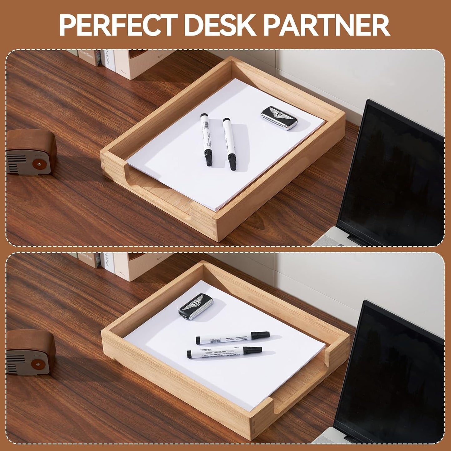 Kirigen Wood Letter-Size Tray Single-Tier (TP-NA)- Wooden Tones Collection Front-Load Documents Tray for Office Desktop Organizer - Desk Magazine, File, Folder, Paper Holder Natural