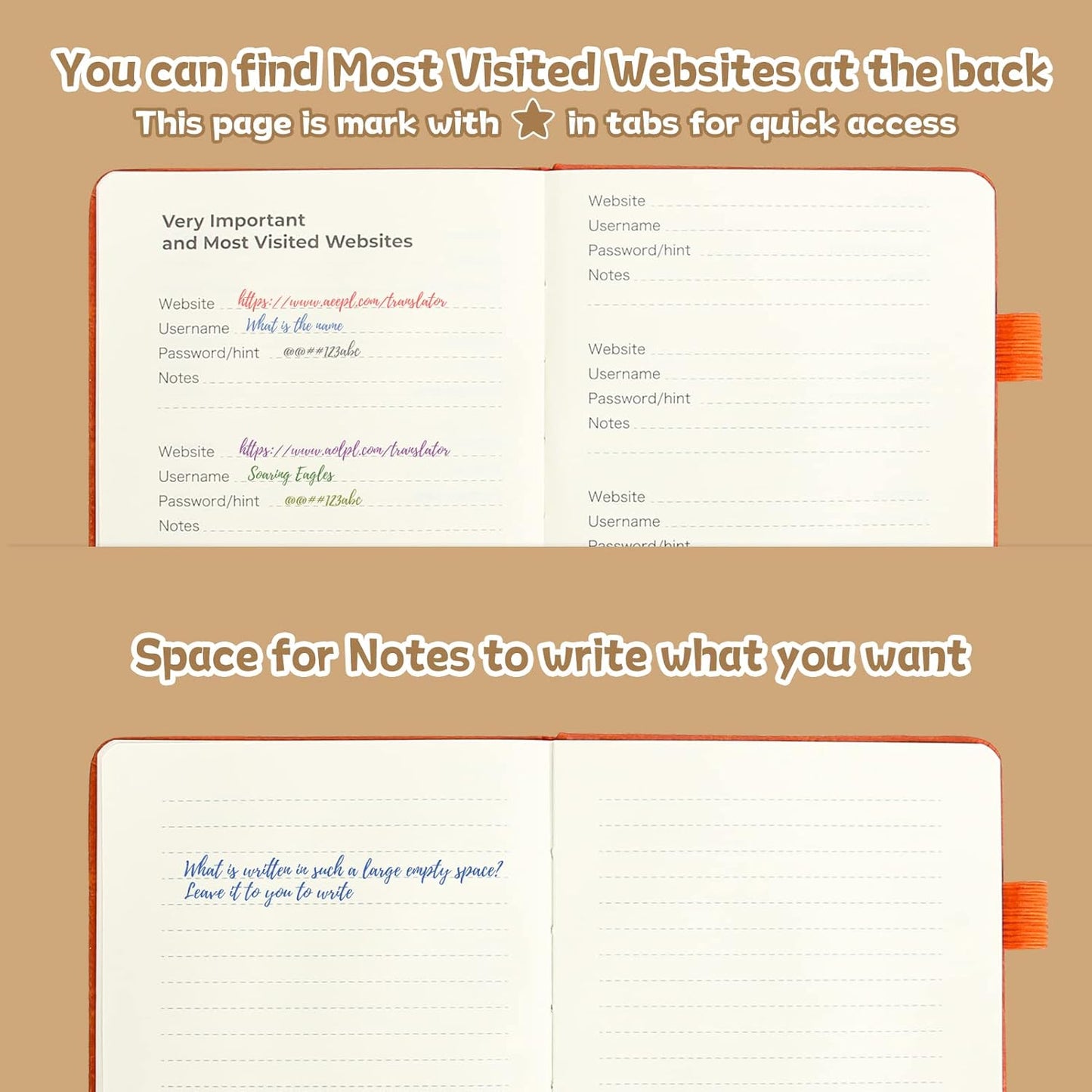 DAOFARY Password Book with Alphabetical Tabs - Small Password Keeper Book (5.6 * 4.3 in) with Inner Pocket, Hardcover Password Keeper Notebook for Log Internet Website Information (Lake Blue)