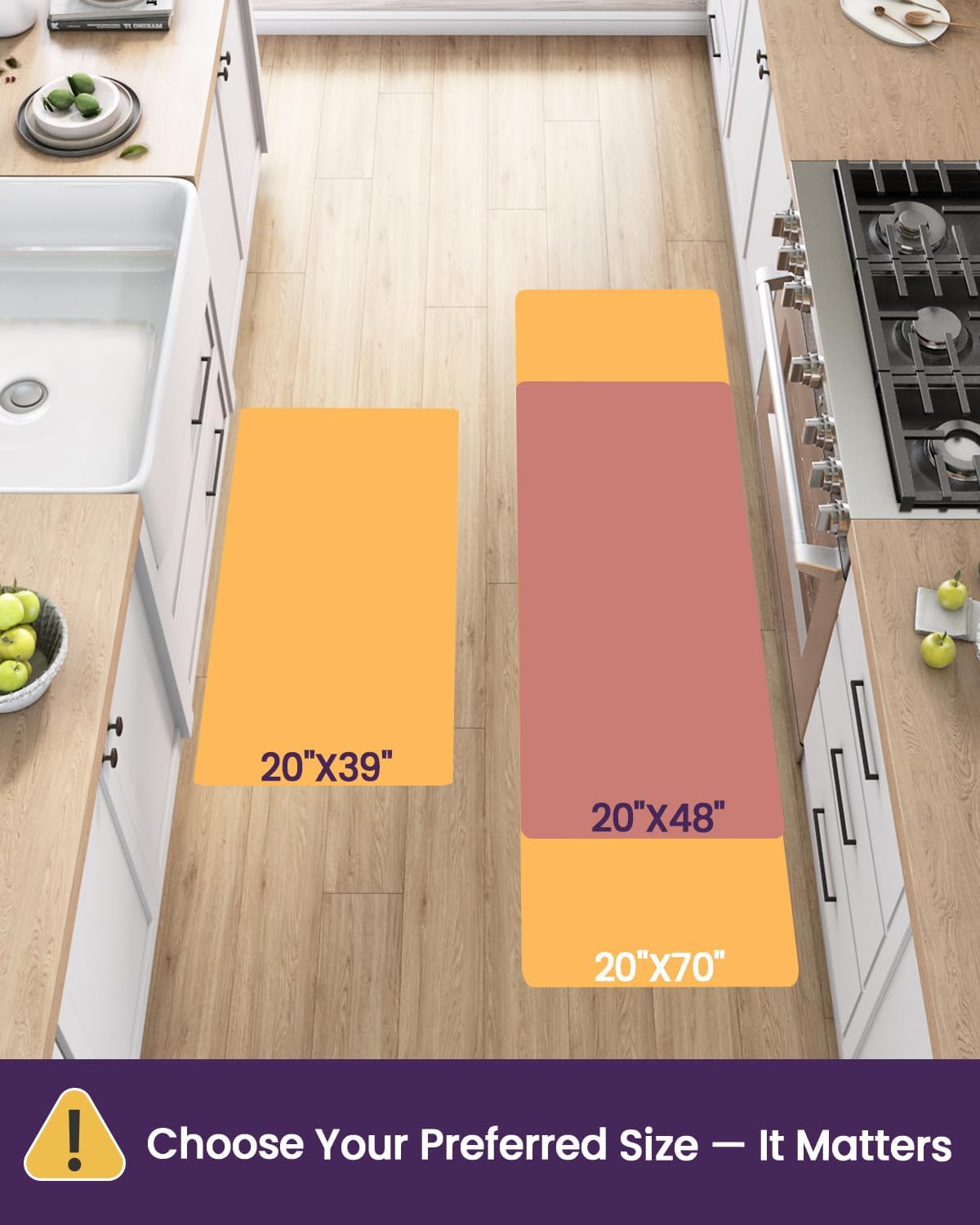 DEXI Kitchen Mat Cushioned Anti Fatigue, Non Slip Waterproof Comfort Standing Floor Rug for Kitchen, Office, Sink, Laundry, 70x20, Grey