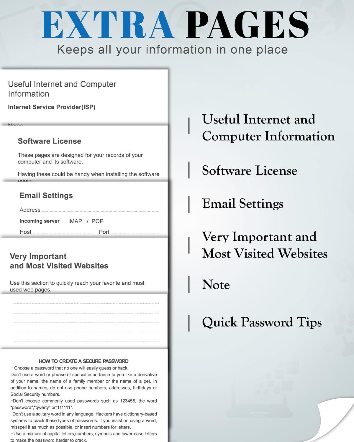 Password Keeper Book with Colorful Alphabetical Tabs, Hardcover Password Log-book for Internet Password and Website Address, 5.8"×8.4" Password Notebook for Home Office (Black)