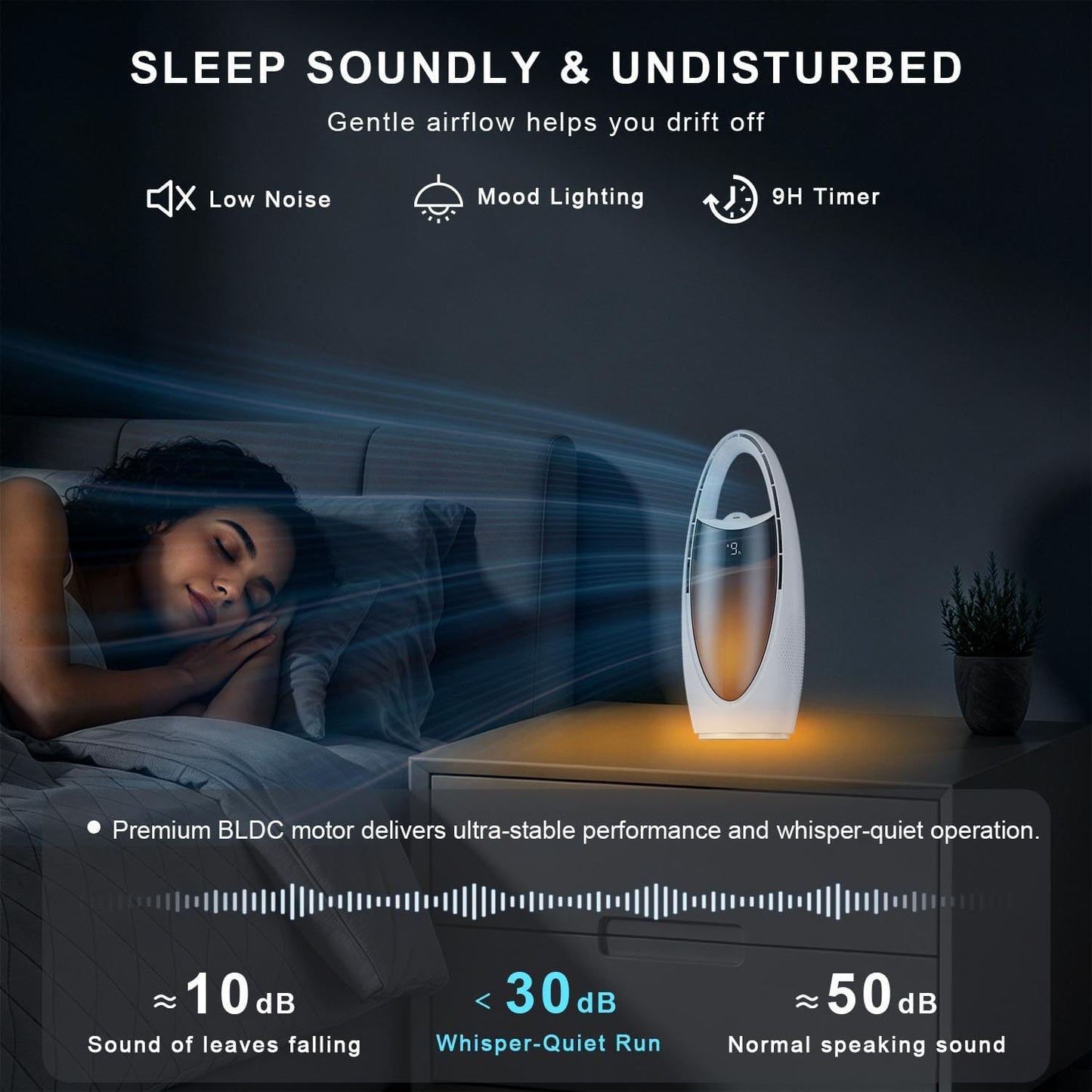Bladeless Desk Fan with Misting, Rechargeable Quiet Personal Fan, Portable Table Fan with Night Light, 9H Timer 60° Oscillation Cooling Fan for Bedroom Office Home - Space Capsule Design (white)