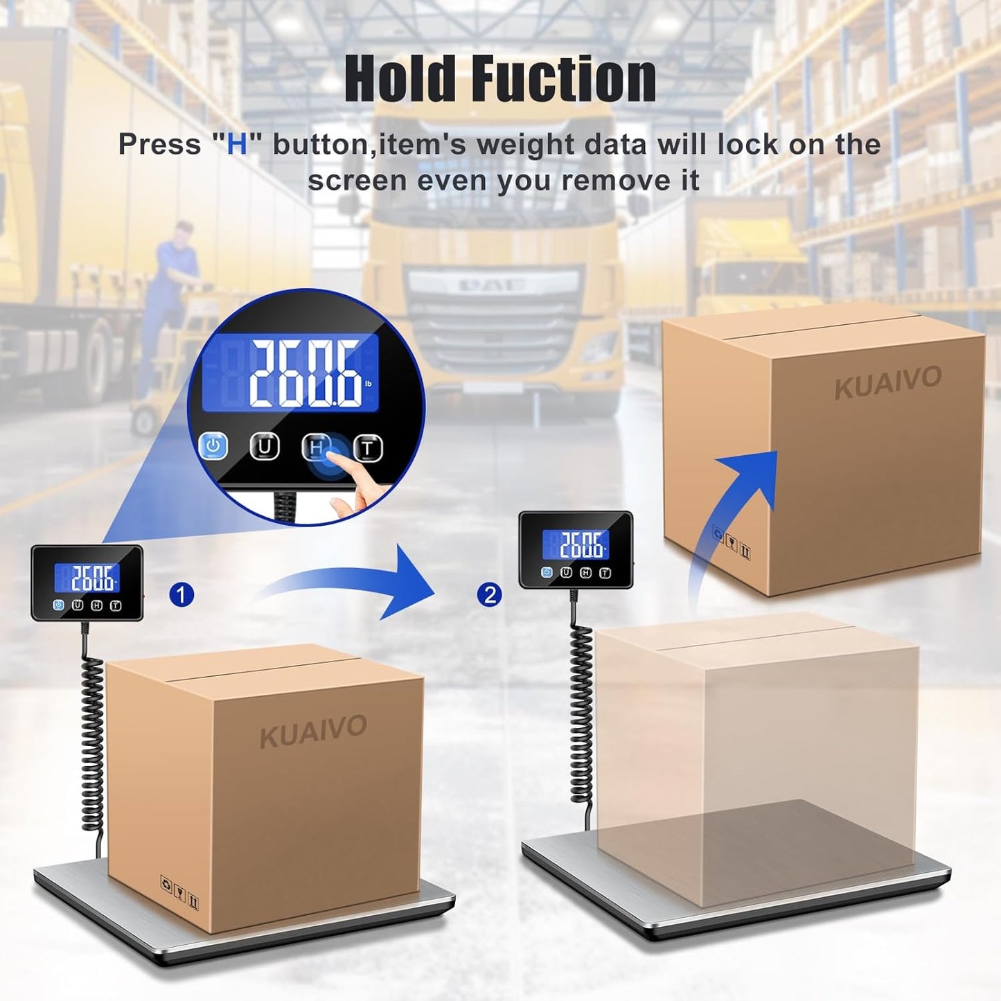 Shipping Scale, 660lbs Heavy Duty Digital Postal Scale for Packages, 0.35oz High Accurate Postage Scale for Small Business, Luggage, Home Use, Battery & Charging Cable Include - Lumora Desk
