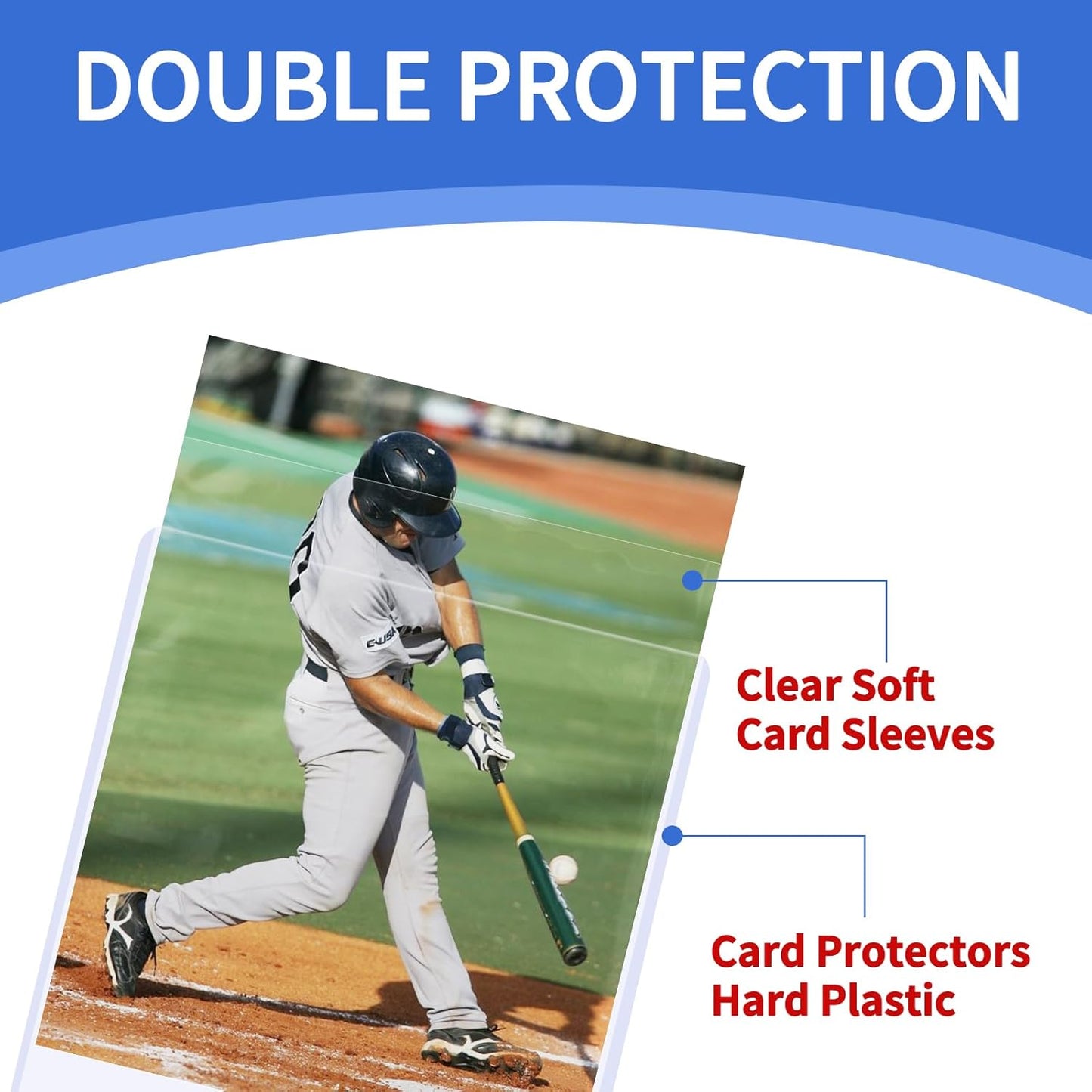 200Pcs Top Loaders for Cards (100Pcs Hard Plastic Card Holders & 100Pcs Penny Card Sleeves) 3" x 4" Toploaders, Card Protector Sleeves for Baseball Football Sports Cards, Standard Trading Cards