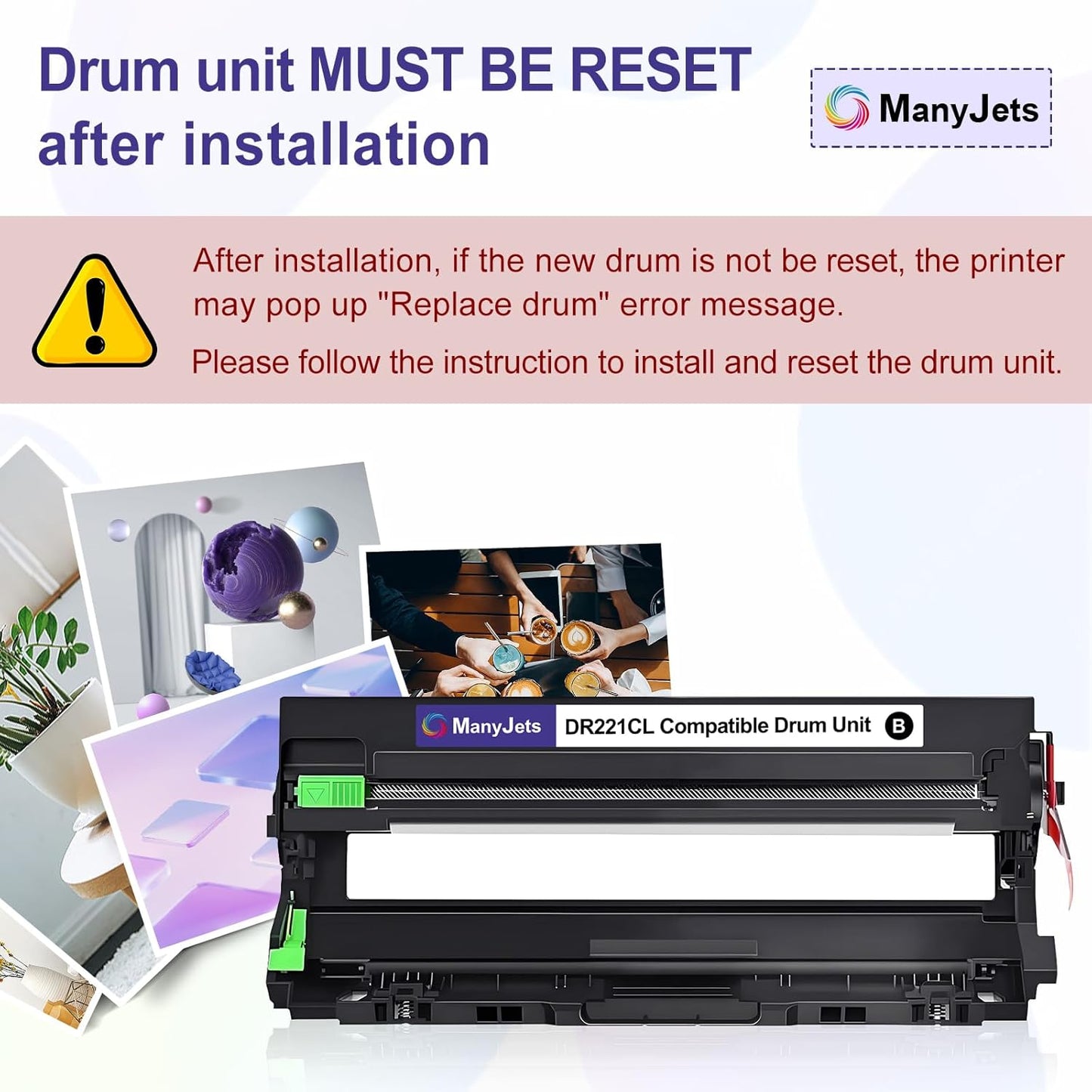 DR221CL Drum Unit Replacement for Brother DR221CL DR-221CL 4-Pack DR-221CL Drum Unit for MFC-9130CW 9330CW HL-3170CDW 3180CDW 3140CW MFC-9340CDW DCP-9020CDN MFC-9330CDW Printer (BK/C/M/Y)