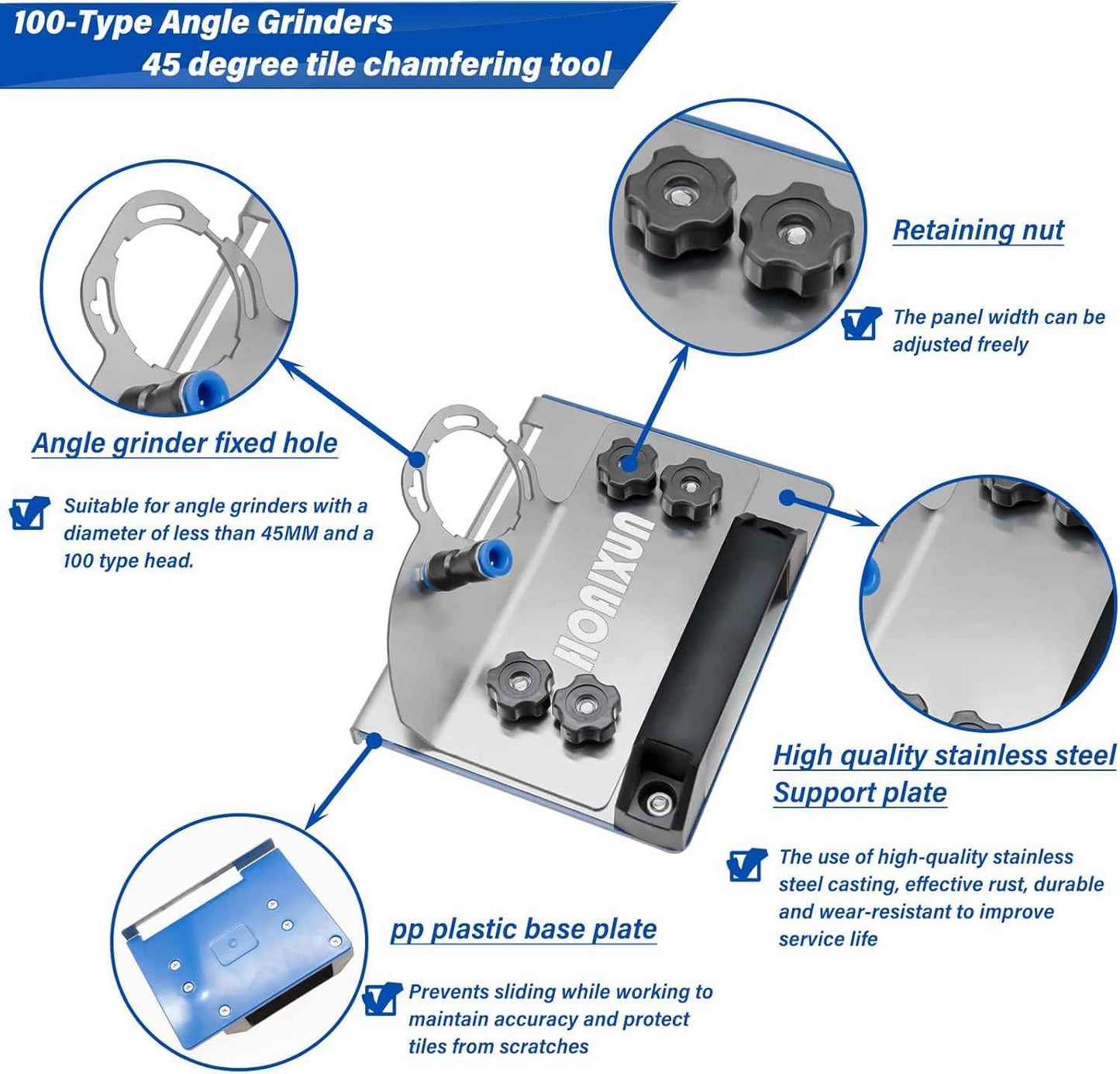 45 degree tile chamfering tool, Angle Grinder Stand For Tile 45° Chamfer Cutting, 100-Type Universal 45 Degree Tile Chamfering Stand Type Angle Grinder