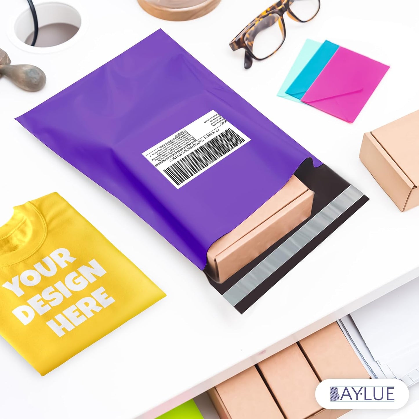 Purple Large Poly Mailers 14.5x19 Inch | Strong Adhesive Self-Seal Mailer Bag | Tear, Tamper, Water Resistant Shipping Envelopes | Thick Strong polymailer Bags | Clothing Shipping Bags | 500 Pcs Bulk - Lumora Desk