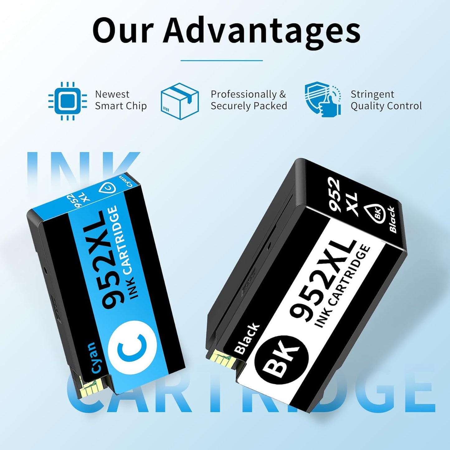 952XL Pack (4-Pack,BK,CMY) Replacement for HP 952XL Ink Cartridges Combo Pack HP Ink 952XL Black and 952 Color Combo Pack for hp printers OfficeJet 8702 Pro 8710, 7740, 8720, 8725, 8210, 8740,8715