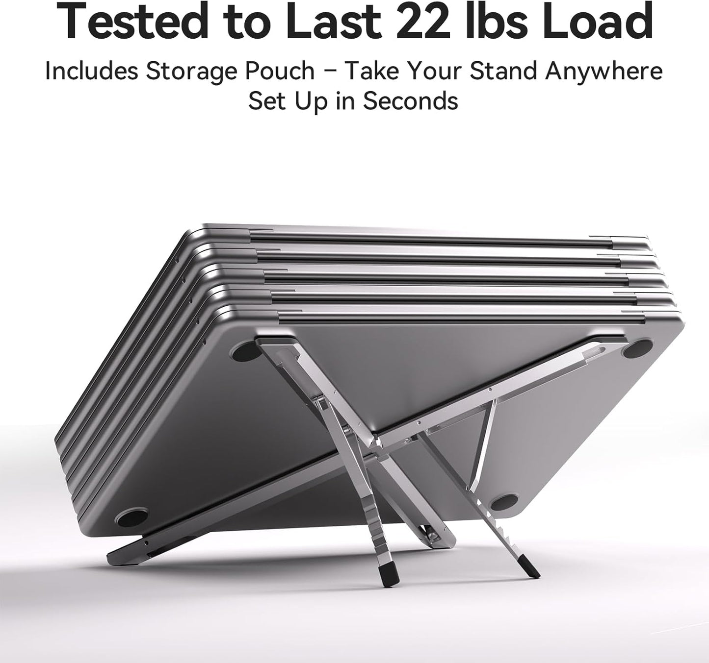 KYOLLY Portable Aluminum Laptop Stand for Desk, Adjustable Ergonomic Laptop Riser, Foldable X Shape Notebook Computer Holder, Anti-Scratch Laptop Mount for 10-17 Inch Laptops, for Office Home Travel