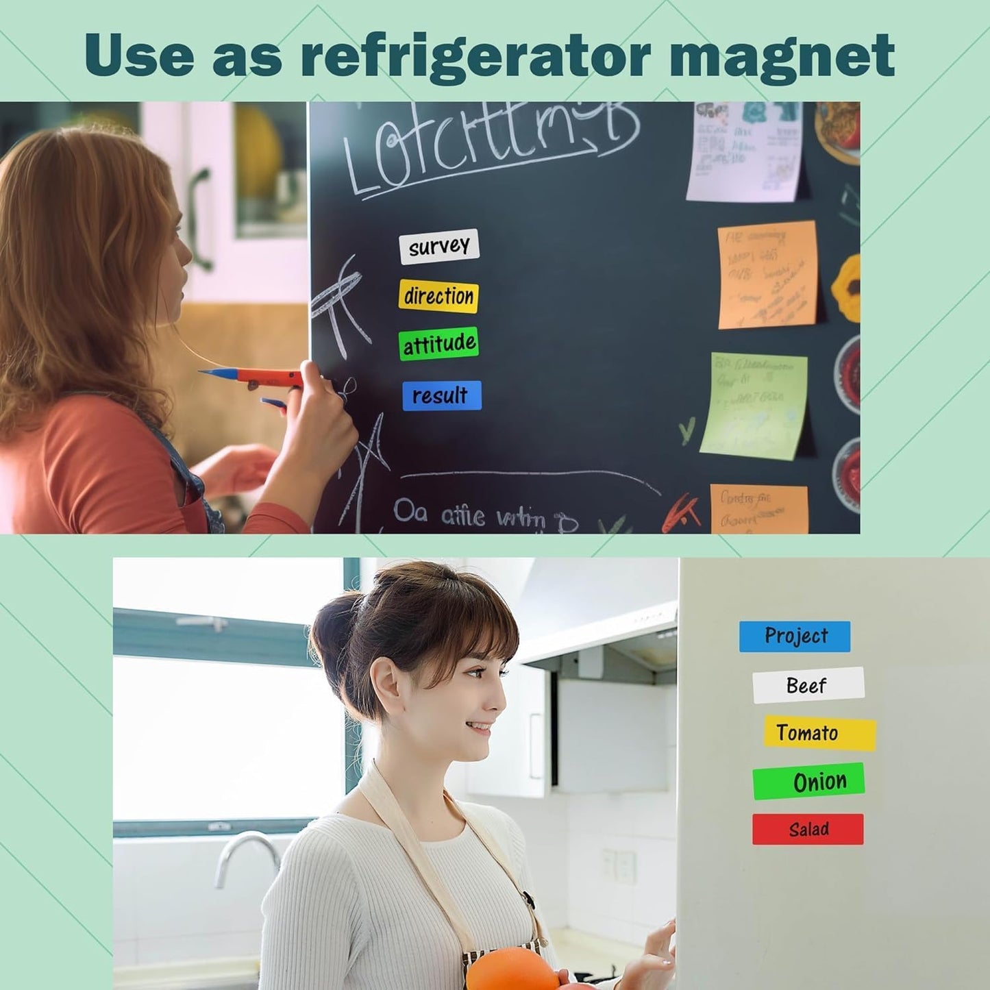 LLPT Dry Erase Magnetic Labels 2" x 4" 50 Packs Blank Writable Magnet Stickers Reusable for Refrigerator Shelf Whiteboard Toolbox Craft and Other Metallic Surfaces Yellow (DML2040YW)