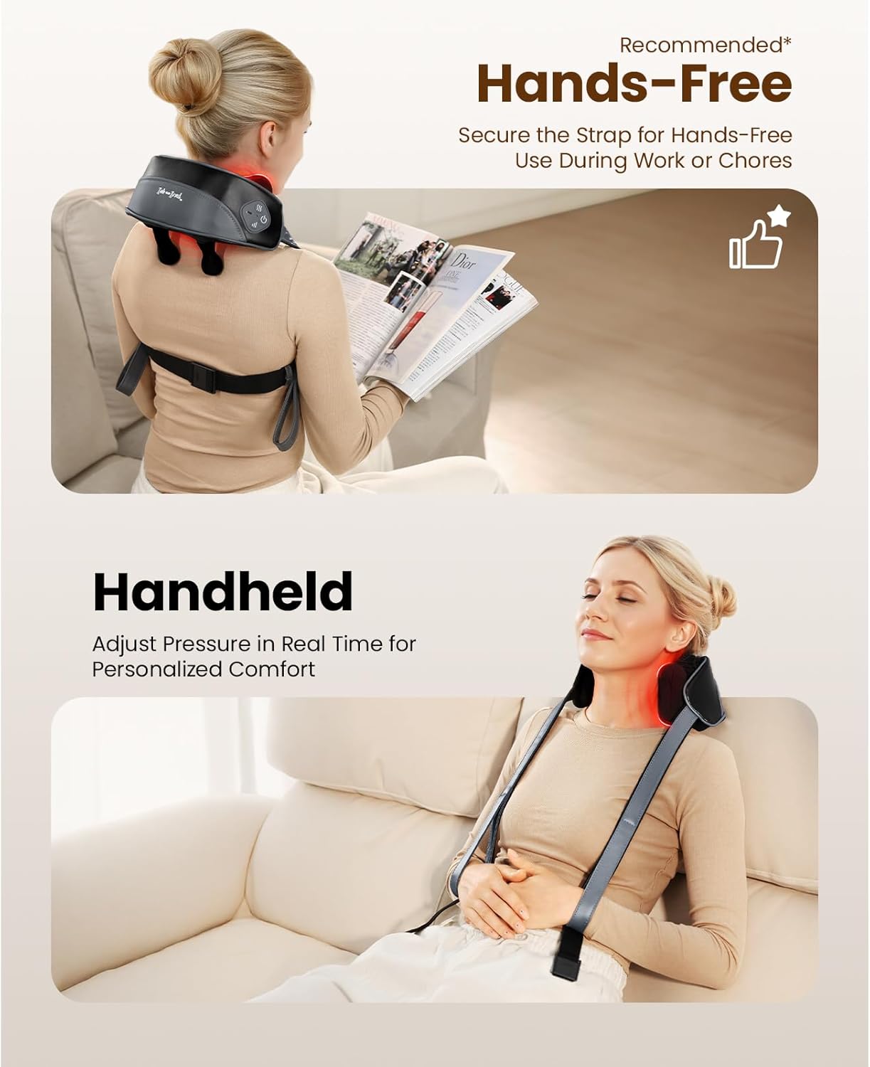 BOB AND BRAD iNeck Pro Cordless 4D Shiatsu Neck Massager with Heat for Pain Relief, FSA Eligible HSA Deep Tissue Kneading for Neck, Shoulder & Back, 190 Min Long Battery Life, for Office, Travel Gifts