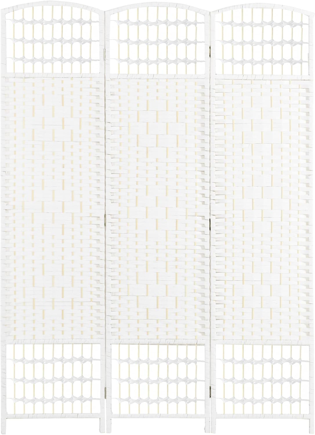 NicBex Room Divider 3 Panel Room Dividers with Woven Paper Design Partition Room Dividers and Folding Privacy Screens 5.6 FT Wall Divider for Office, Room Separation,47.25" W x 0.5" D x 67" H, White - Lumora Desk