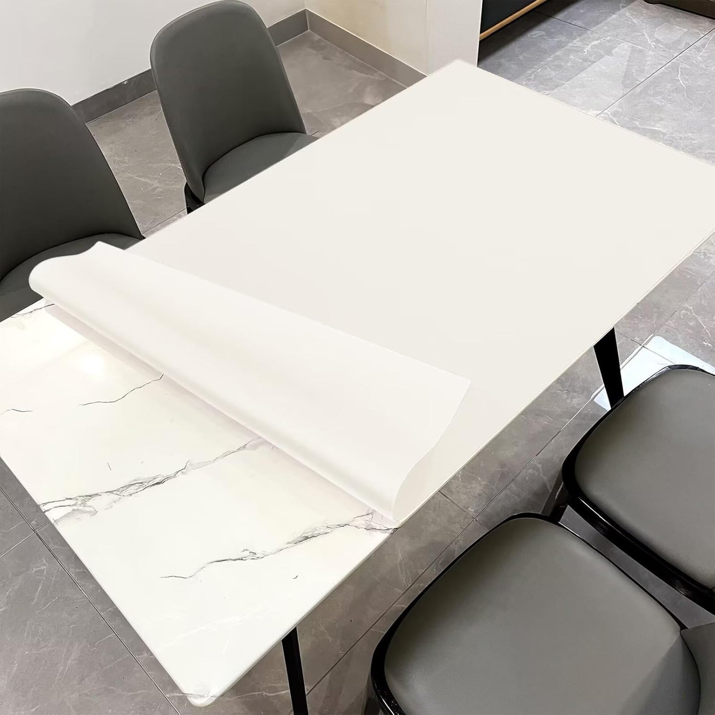 Leather Table Pad,1.8mm Thick,40x66 Inch,Dining Table Pad,Table Pads for Dining Room Table Rectangular,Table Protector for Dining Room Table,Table Protector Pad(White+White,40x66)