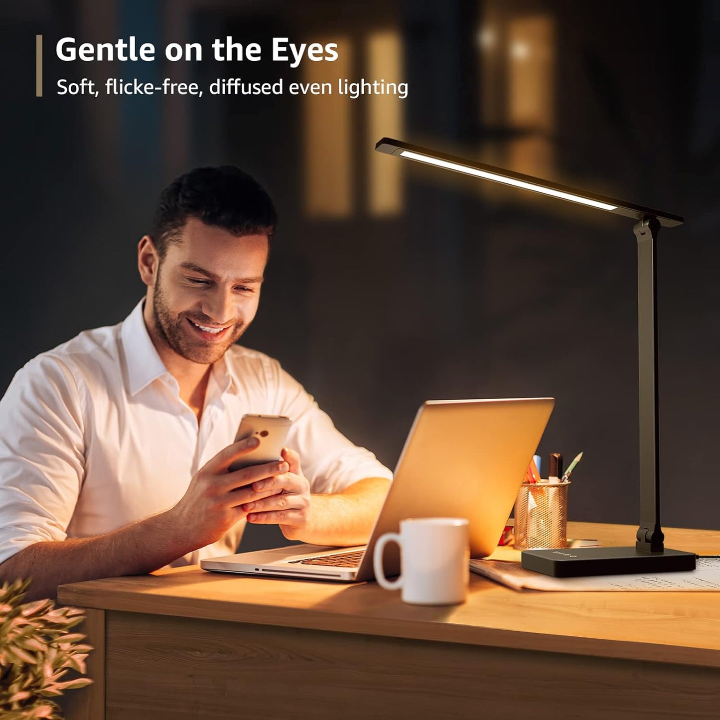 Lepro LED Desk Lamp for Home Office, 9.5W 750LM Metal Touch Control Desk Light, 5 Color Modes 5 Brightness Level, Eye Caring Task Lamp For Reading, Sewing, Crafts, School Supplies, Puzzle Light, Black - Lumora Desk