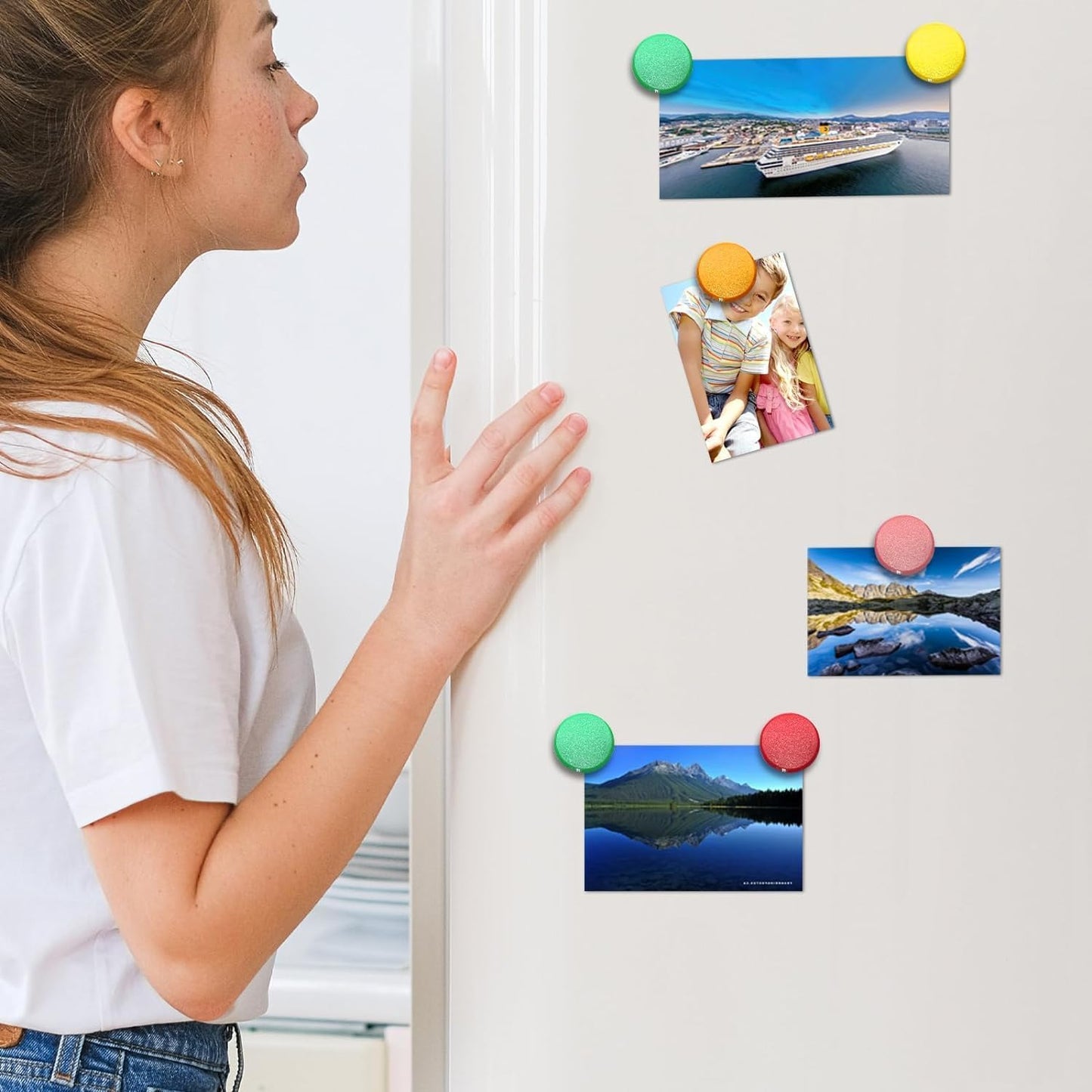 Qualsen Fridge Magnets, 20pcs Mini Cute Magnets for Fridge, Whiteboard, Locker, Kitchen, Office (Pink Tones)