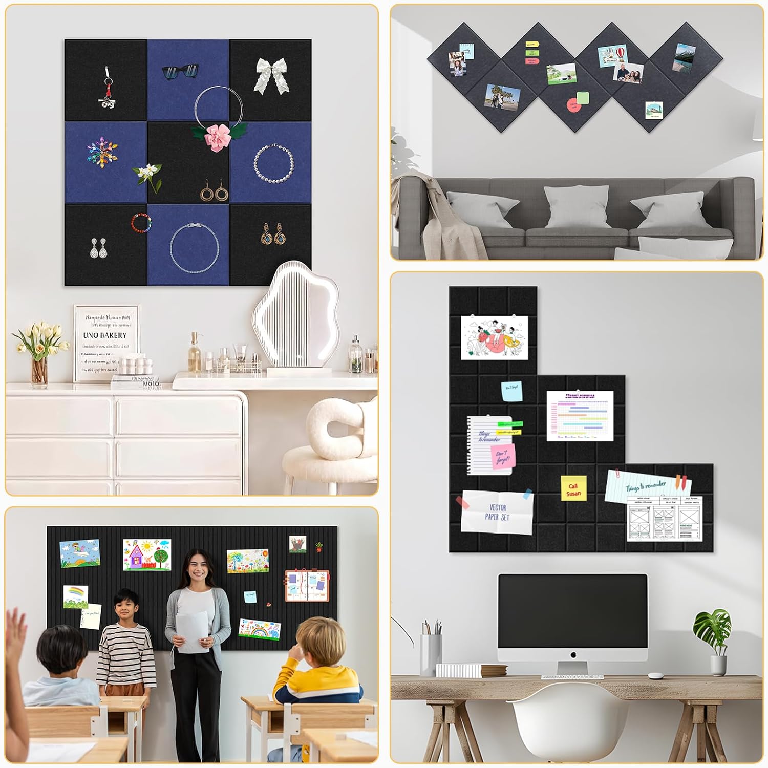 Smarpau Bulletin Board Large Cork Board for Walls 48"x36", 12 Pack Pin Board Felt Board with 35 Pushpins 50 Removable Security Stickers, Cork Boards for Office Home School Decor (Deel Grey) - Lumora Desk