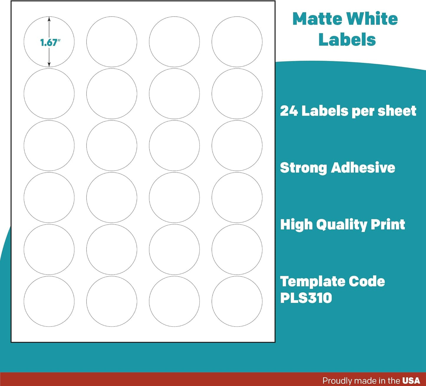 Premium Label Supply White Sticker Round Labels – 1-2/3" Circle – Laser/Inkjet Compatiblee – (24 per Sheet), 1000 Sheets – 24,000 Total Adhesive Labels