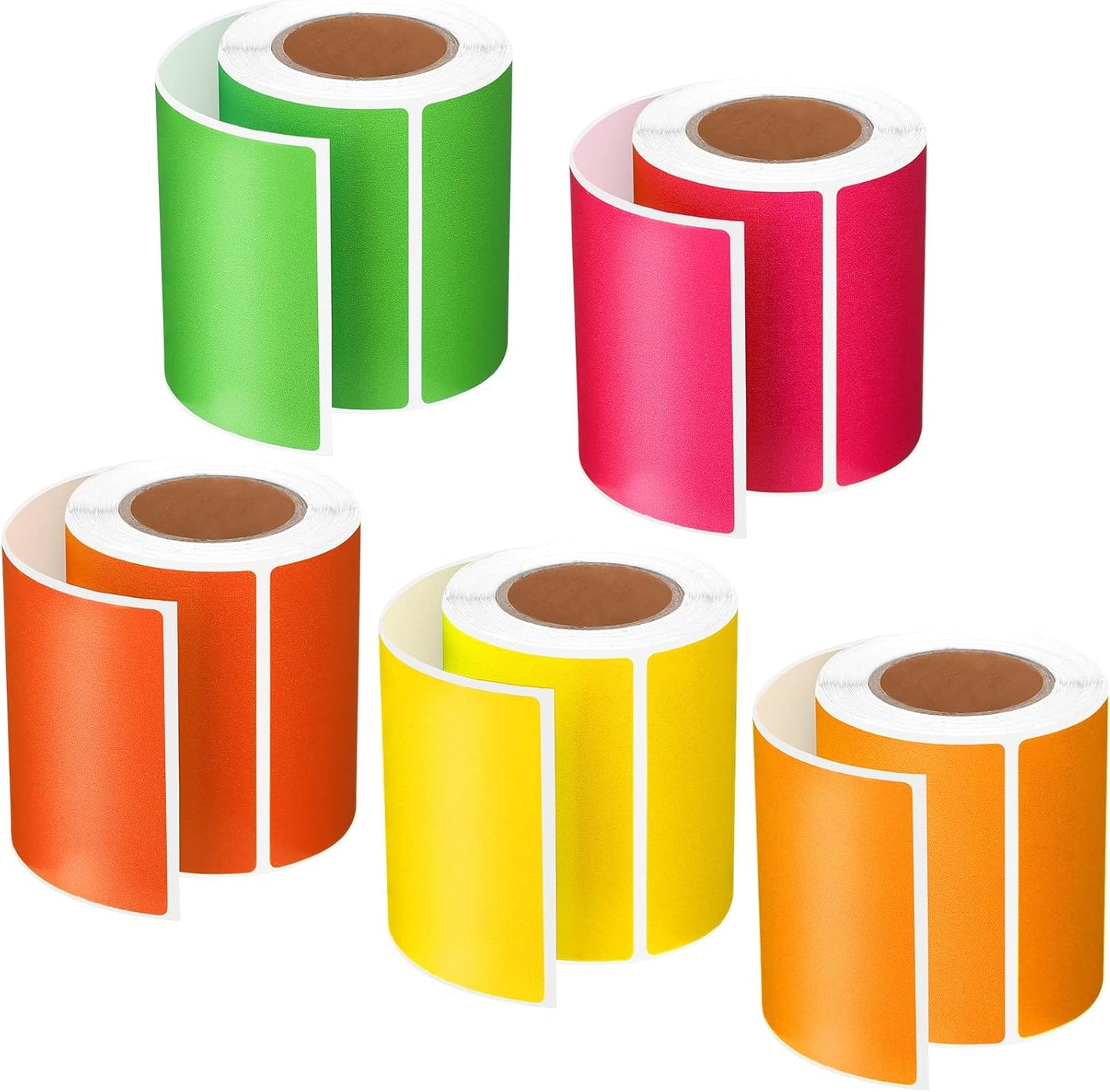 500 Pieces Rectangle Inventory Color Coding Labels 100 Per Roll Fluorescent Name Tag Stickers Thermal Printing Stickers (2 x 3 Inch,Fluorescent Color)