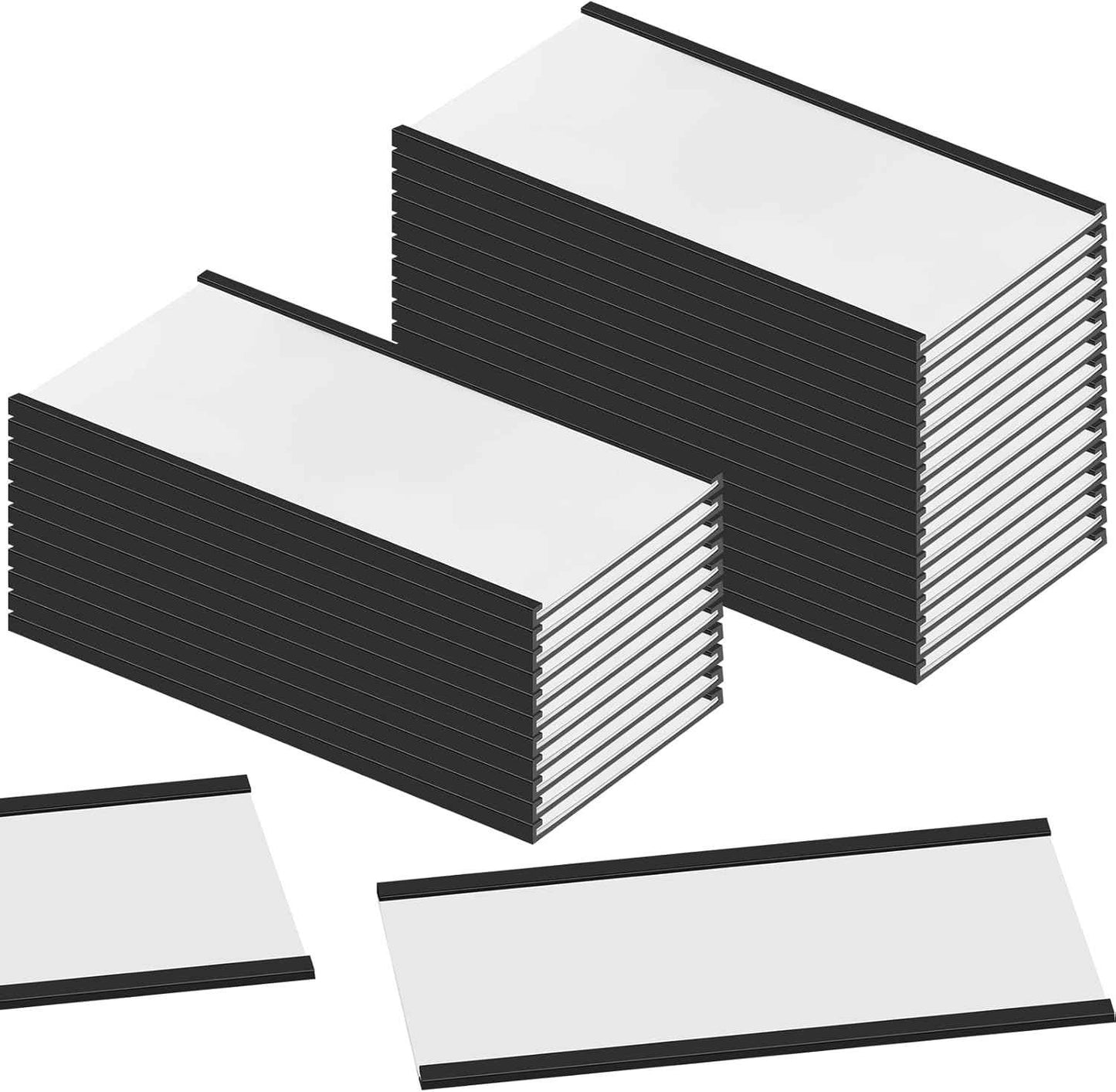 Fainne 30 Pcs C Channel Magnetic Label Holder 4 x 2 inches with White Card Inserts Clear Plastic Protectors Shelf Labels with Magnets Name Tags Magnetic Tool Labels for Metal Whiteboard Rack