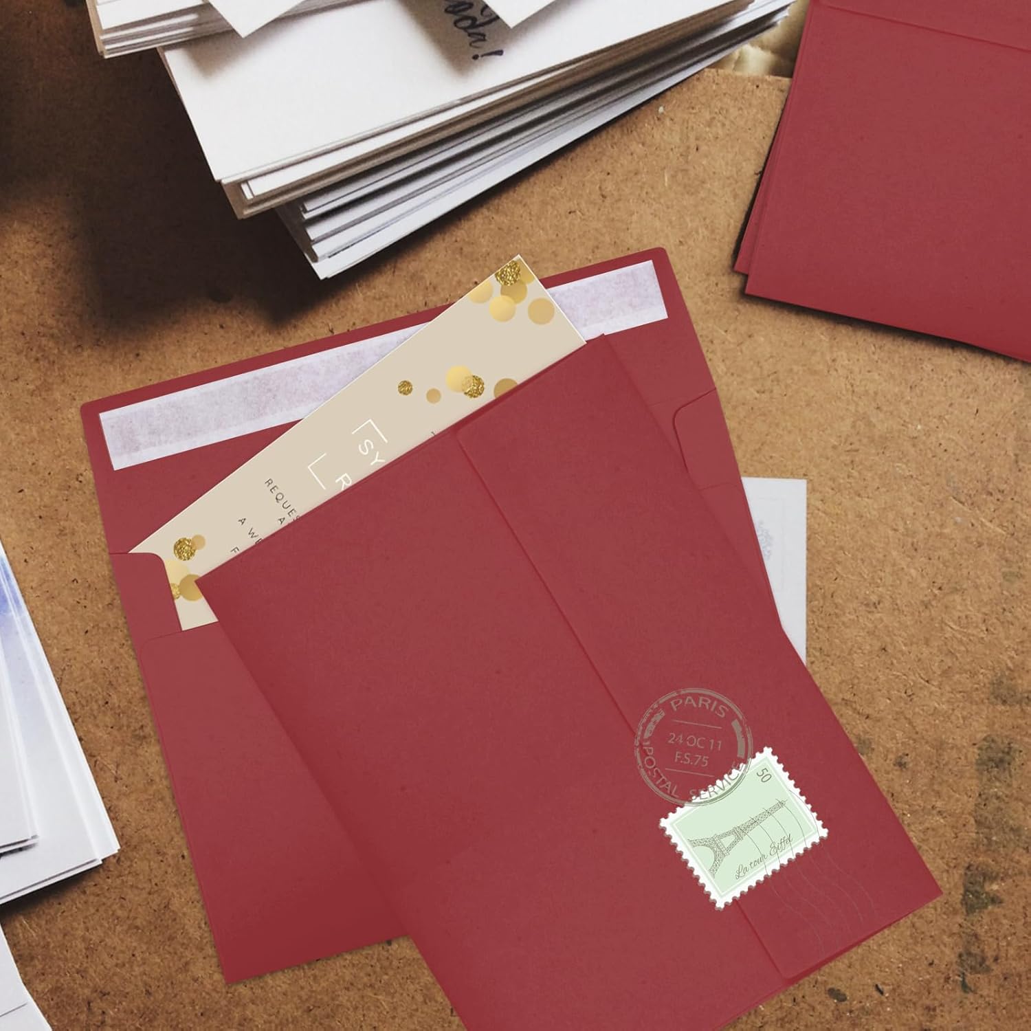 Joyberg 50 Packs Wine Red 5x7 Envelopes, Wine Red Envelopes 5x7, Wine Red Envelopes, Deep Red Color A7 Envelopes, Burgundy Envelopes 5x7, Invitations, Photos, Greeting Cards, Mailing (Wine red) - Lumora Desk