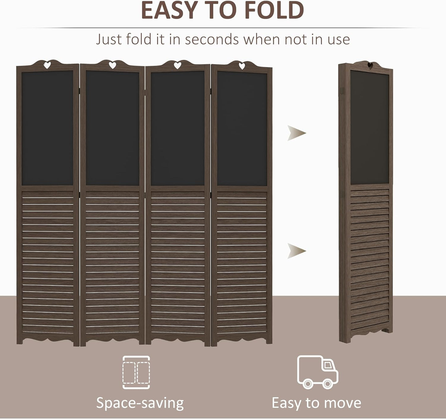 NicBex Room Divider 4 Panel Room Dividers with Black Boards Partition Room Dividers and Folding Privacy Screens 5.5 FT Wall Divider for Home, Office, Room Separation,63.75"W x 0.75"D x 67.75"H,Brown - Lumora Desk