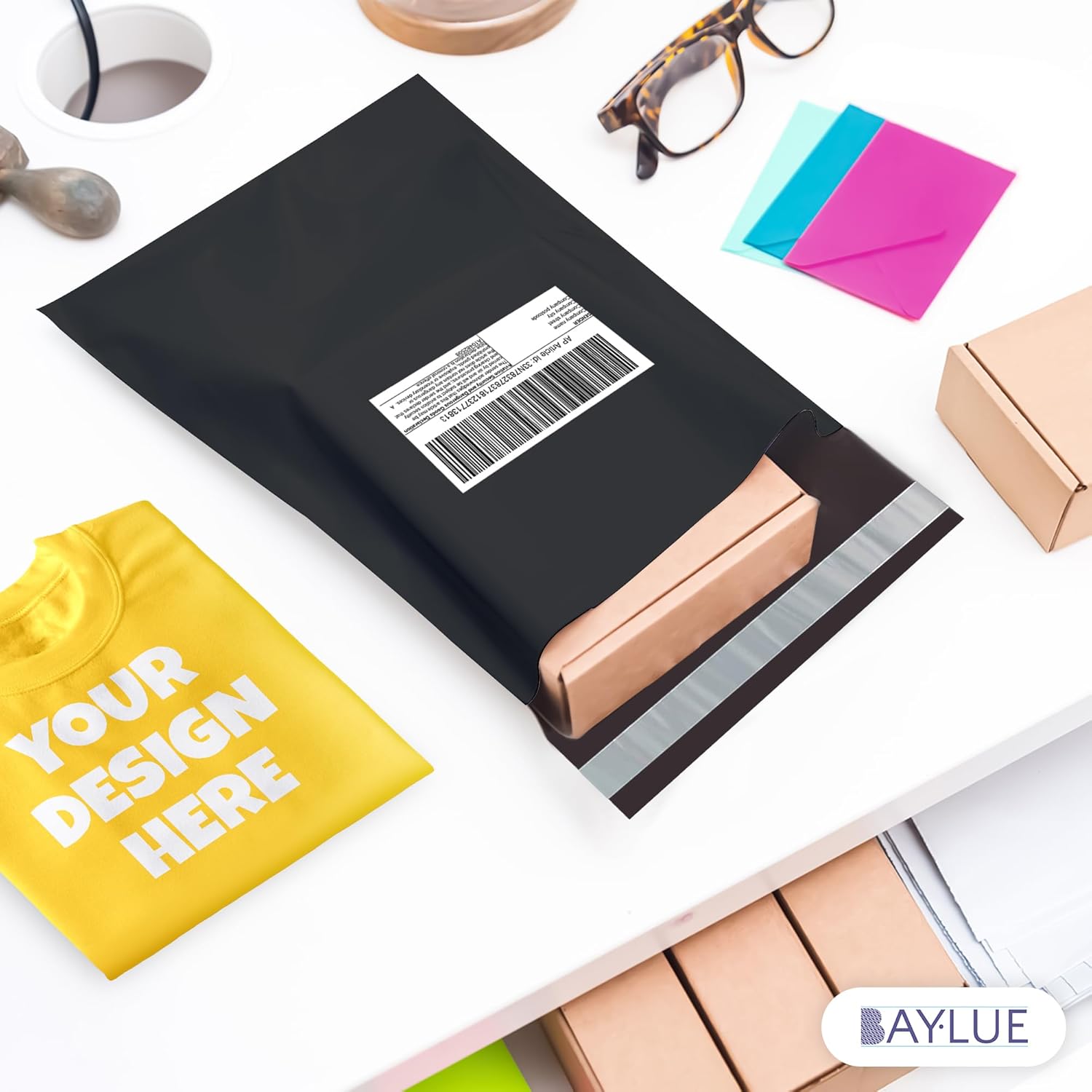 Black Large Poly Mailers 14.5x19 Inch | Strong Adhesive Self-Seal Mailer Bag | Tear, Tamper, Water Resistant Shipping Envelopes | Thick Strong polymailer Bags | Clothing Shipping Bags | 500 Pcs Bulk - Lumora Desk
