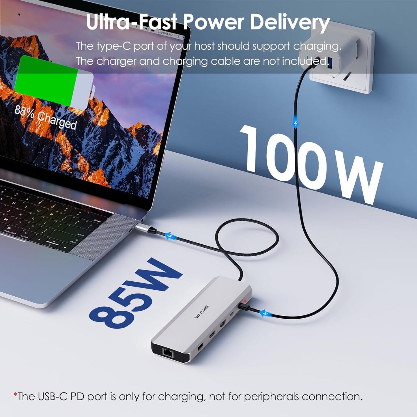 Laptop Docking Station, WAVLINK 10Gbps Docking Station with Dual HDMI, 100W PD in, 10Gbps USB-A/C 3.2, 5Gbps USB-A, USB2.0, Gigabit Ethernet for Dell/HP/Lenovo etc, Windows Systerm Computer Only