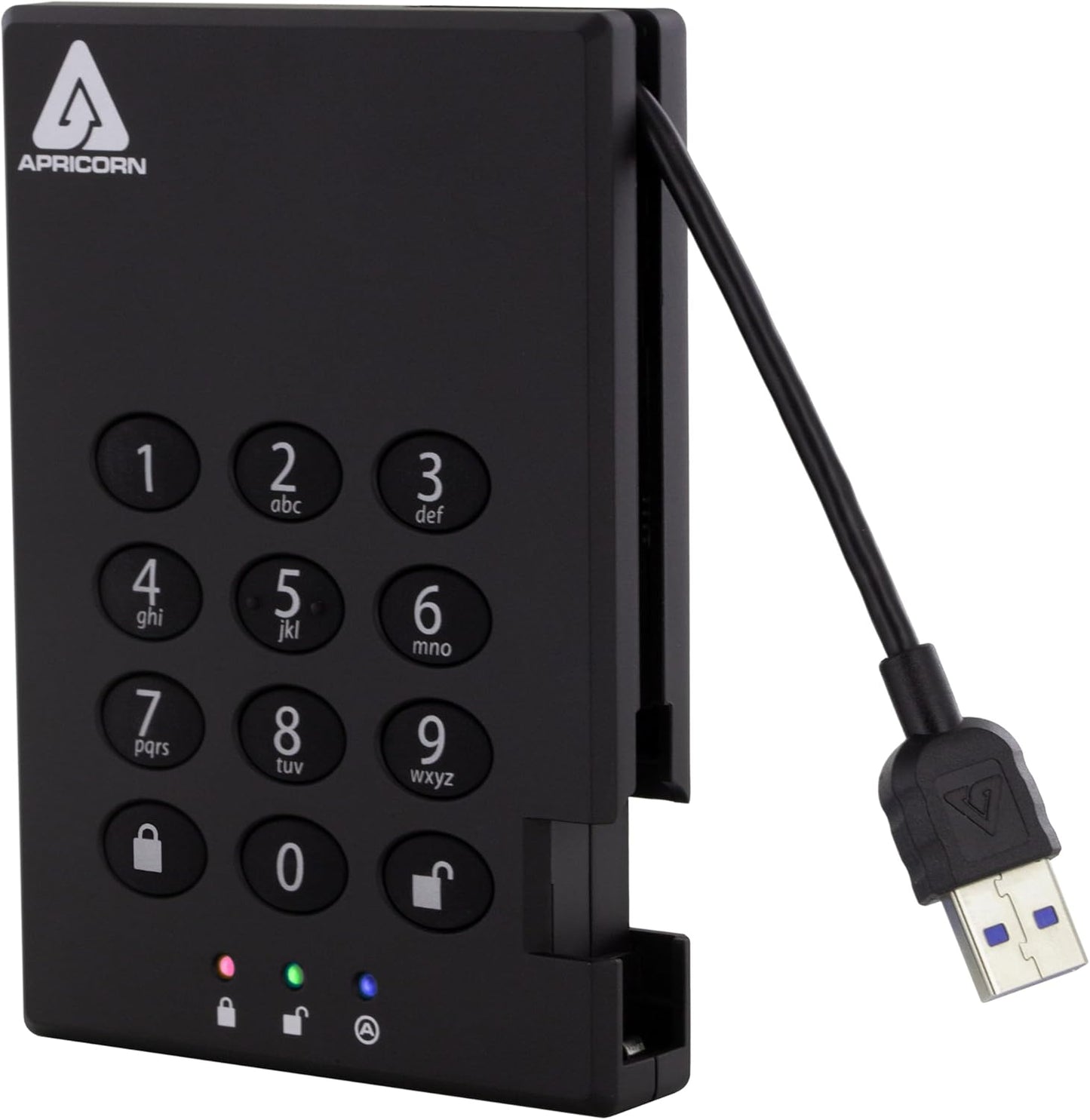 Apricorn Aegis Padlock 3.0 1TB USB 3.0 External Hard Drive, Black