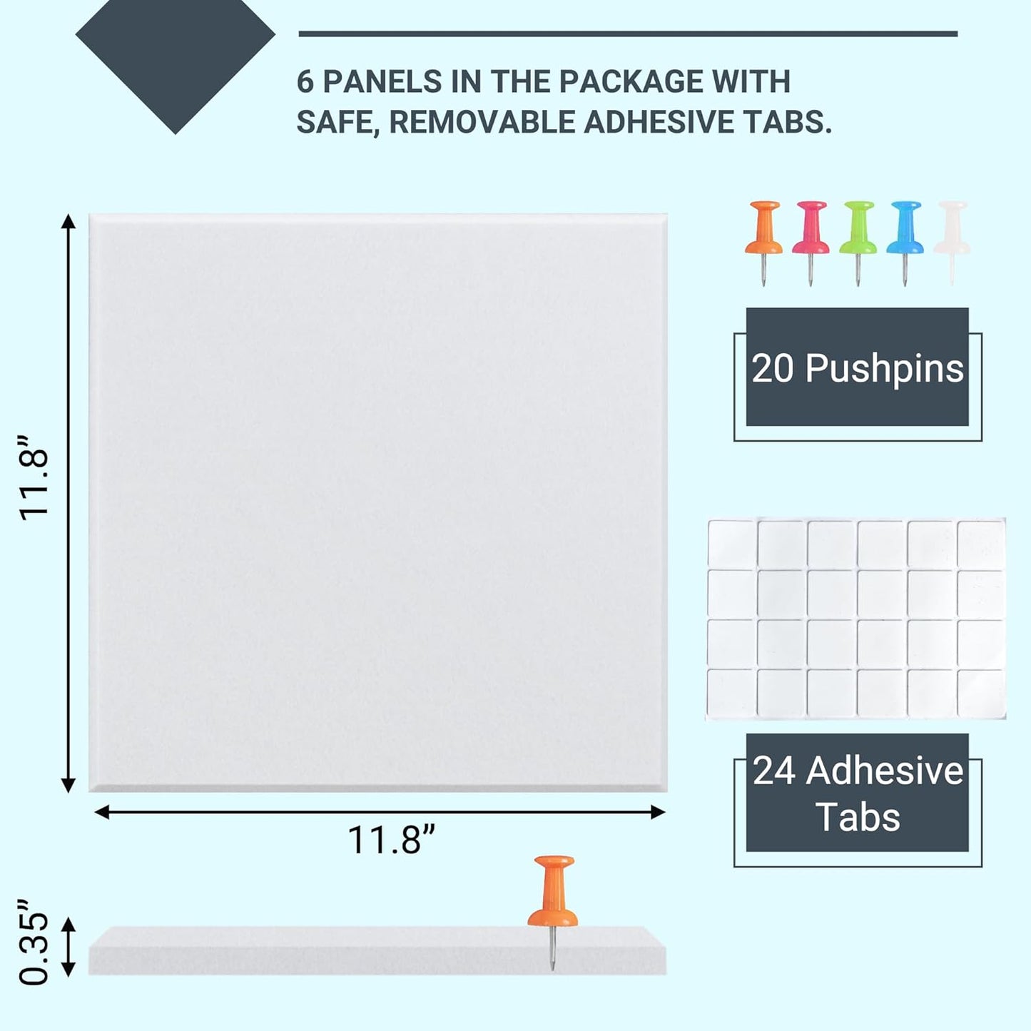 AKTOP White Cork Bulletin Board 24"x36", 6 Pack Removable Felt Cork Board Tiles for Wall, Large 2 x 3 Bulletin Board Notice Pin Board for Office, School & Home, 24 Safe Adhesive Tabs, 20 Push Pins - Lumora Desk